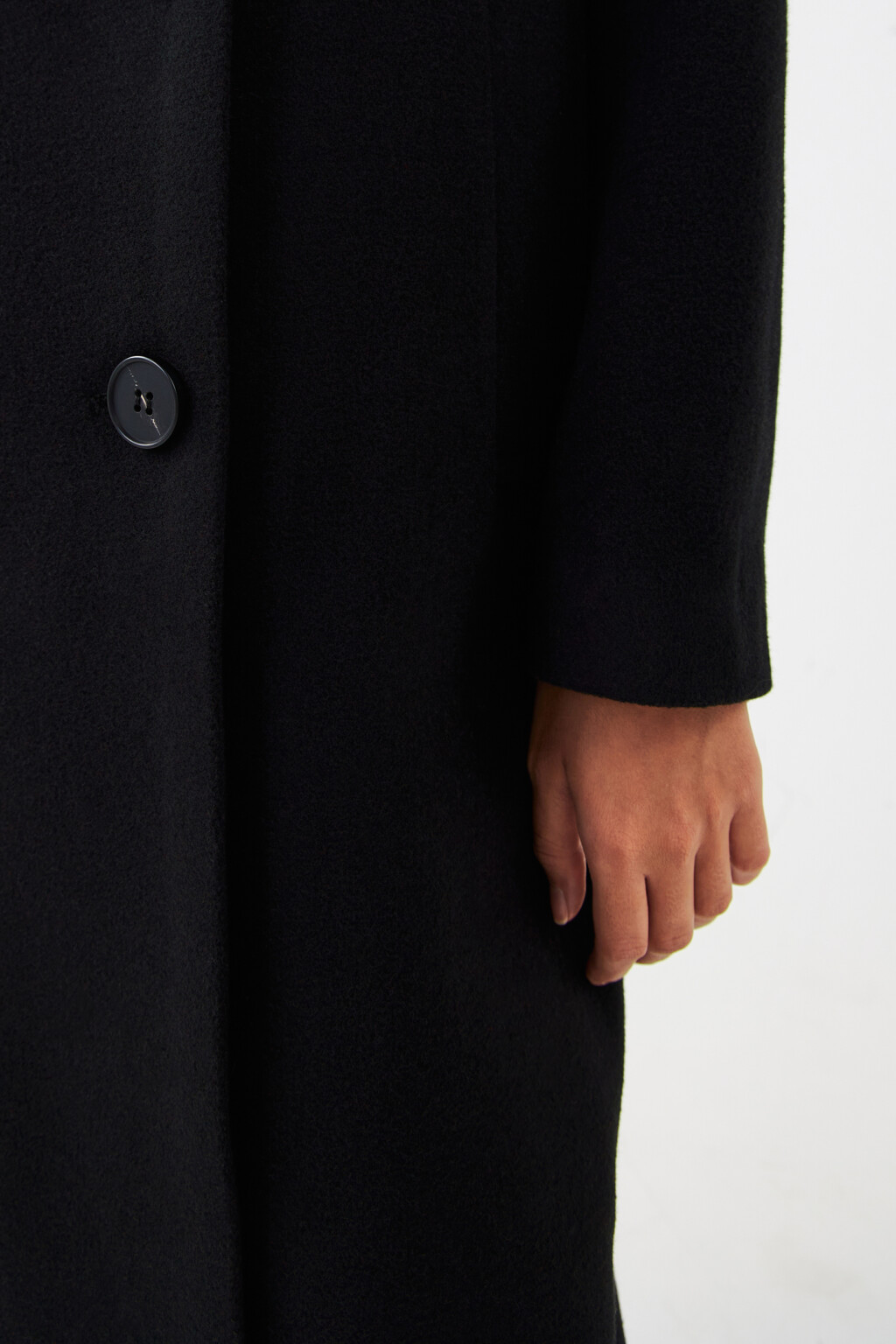 Пальто двубортное с отложным воротником - цвет черный - 6