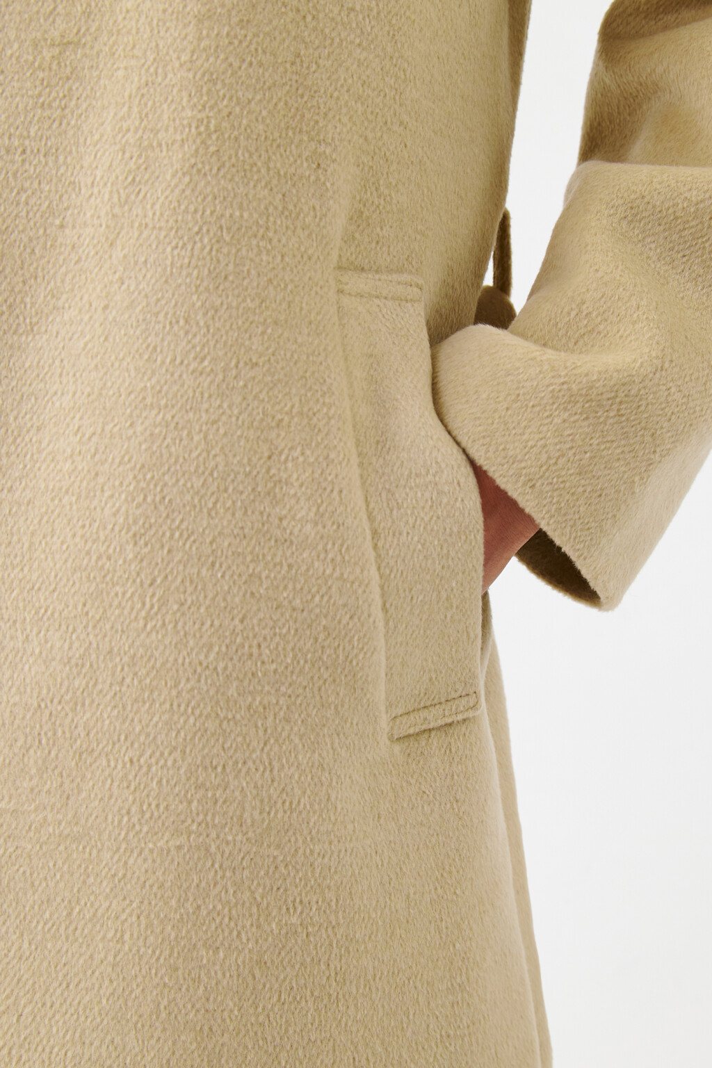 Пальто длинное однобортное с поясом - цвет бежевый - 6