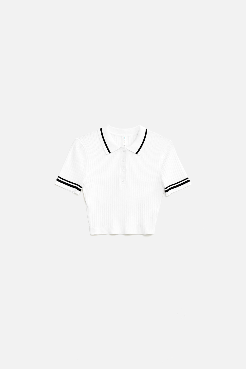 Футболка-поло укороченная тонкой вязки - цвет белый - 7