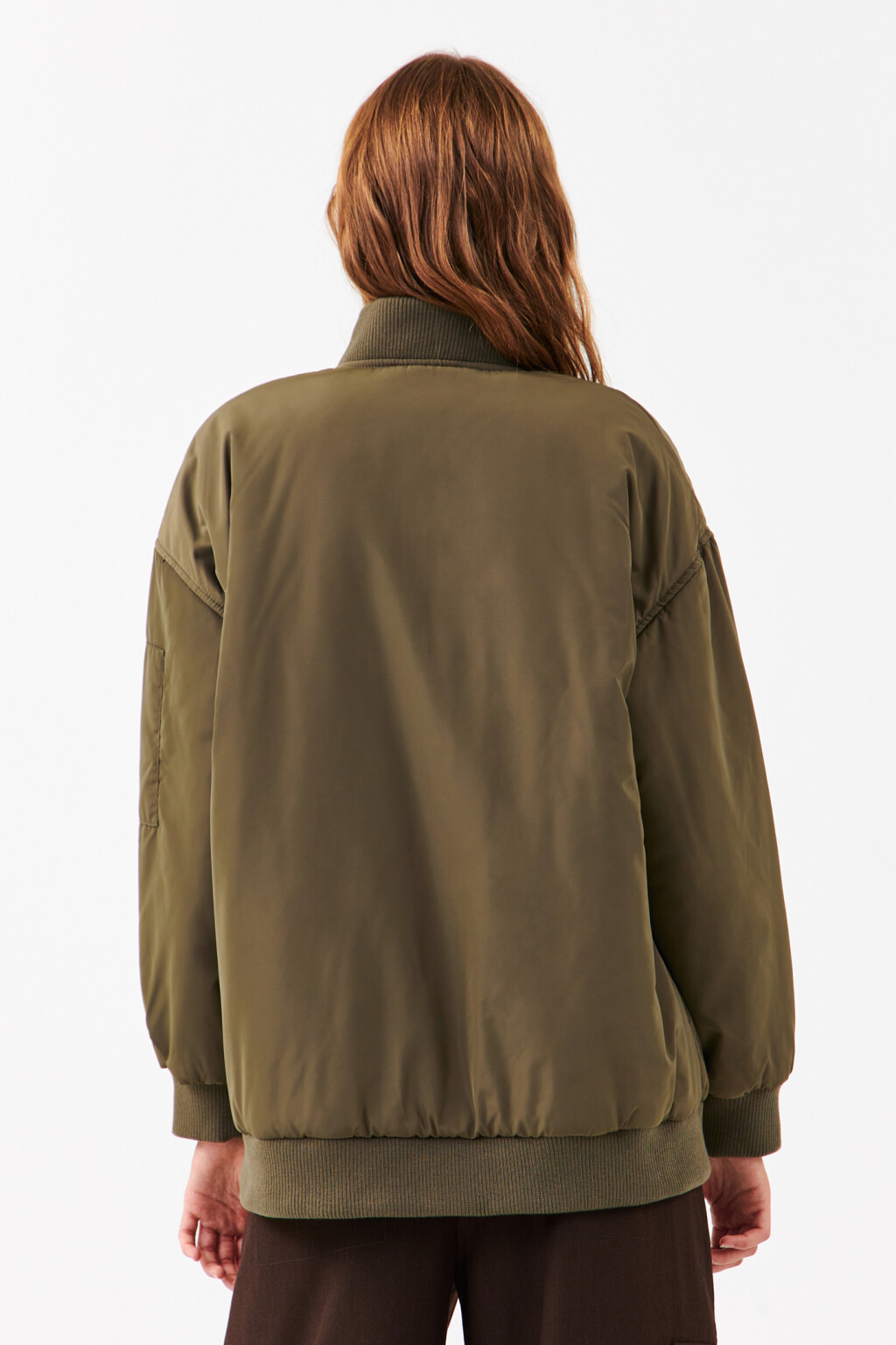 Куртка-бомбер утепленная oversize - цвет зеленый - 3