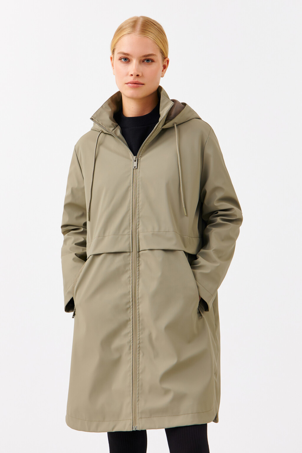 Плащ-дождевик с капюшоном - цвет зеленый - 1