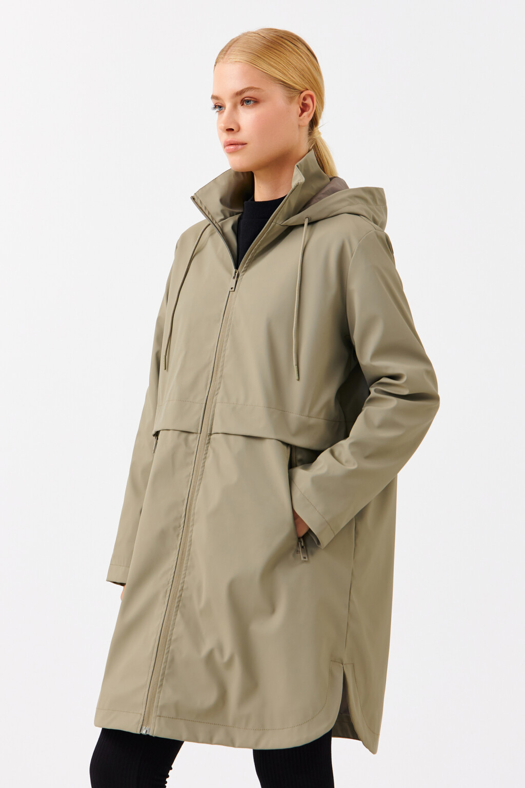 Плащ-дождевик с капюшоном - цвет зеленый - 2