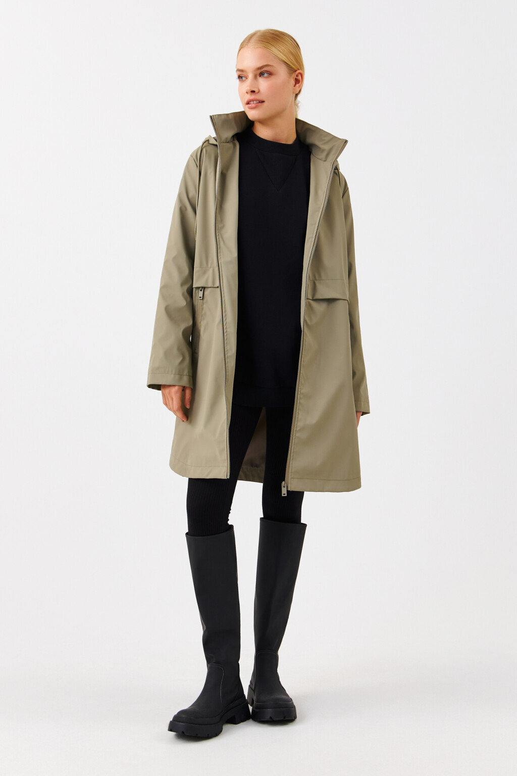 Плащ-дождевик с капюшоном - цвет зеленый - 4