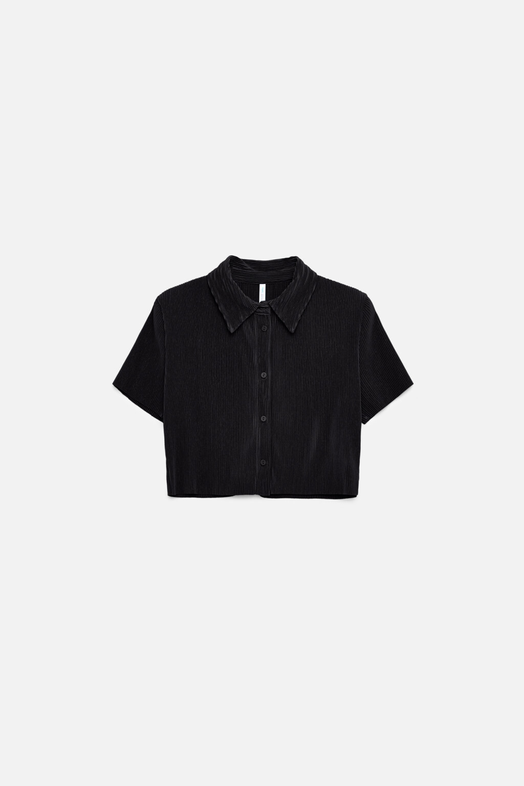 Блузка укороченная в рубчик - цвет черный - 7