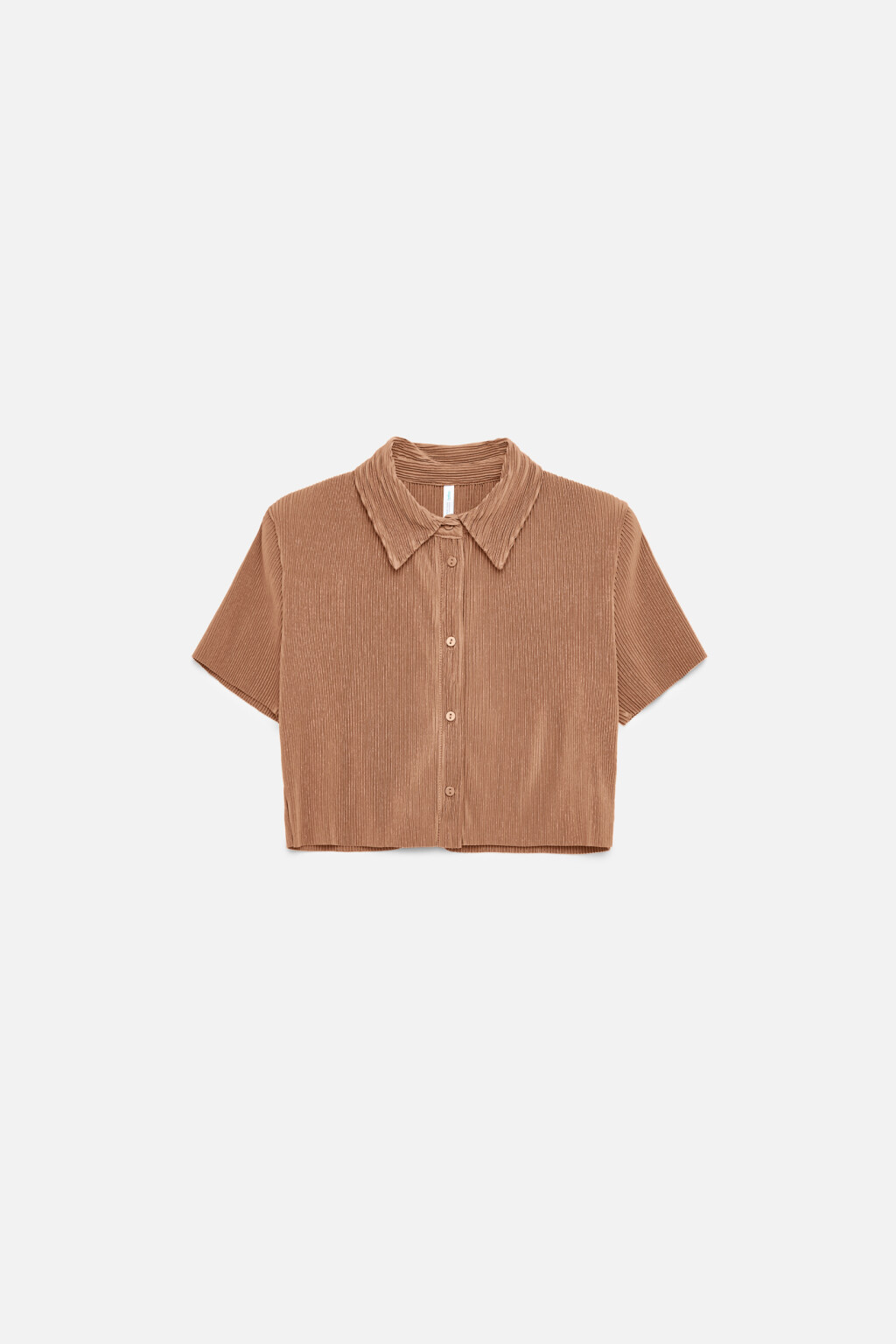 Блузка укороченная в рубчик - цвет коричневый - 7