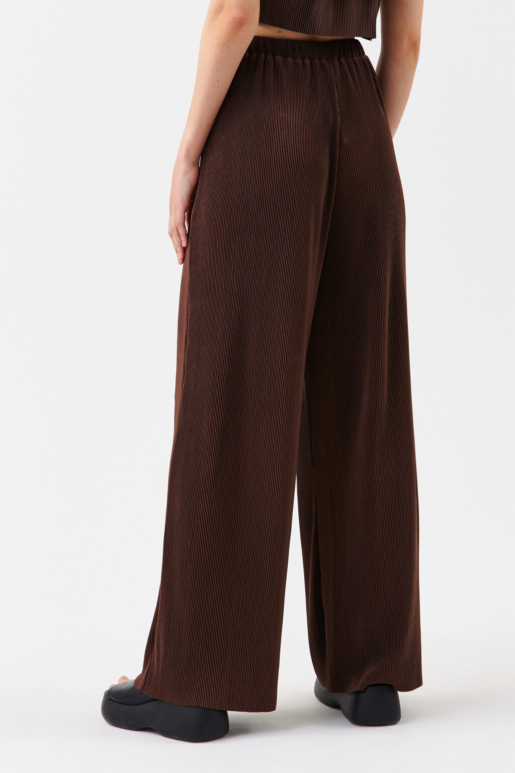 Брюки широкие в рубчик - цвет коричневый - 3