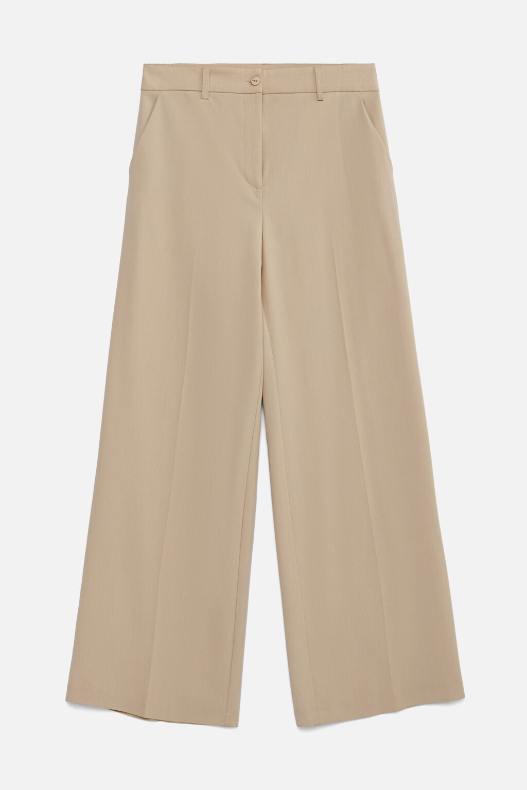 Брюки широкие из костюмной ткани - цвет бежевый - 8