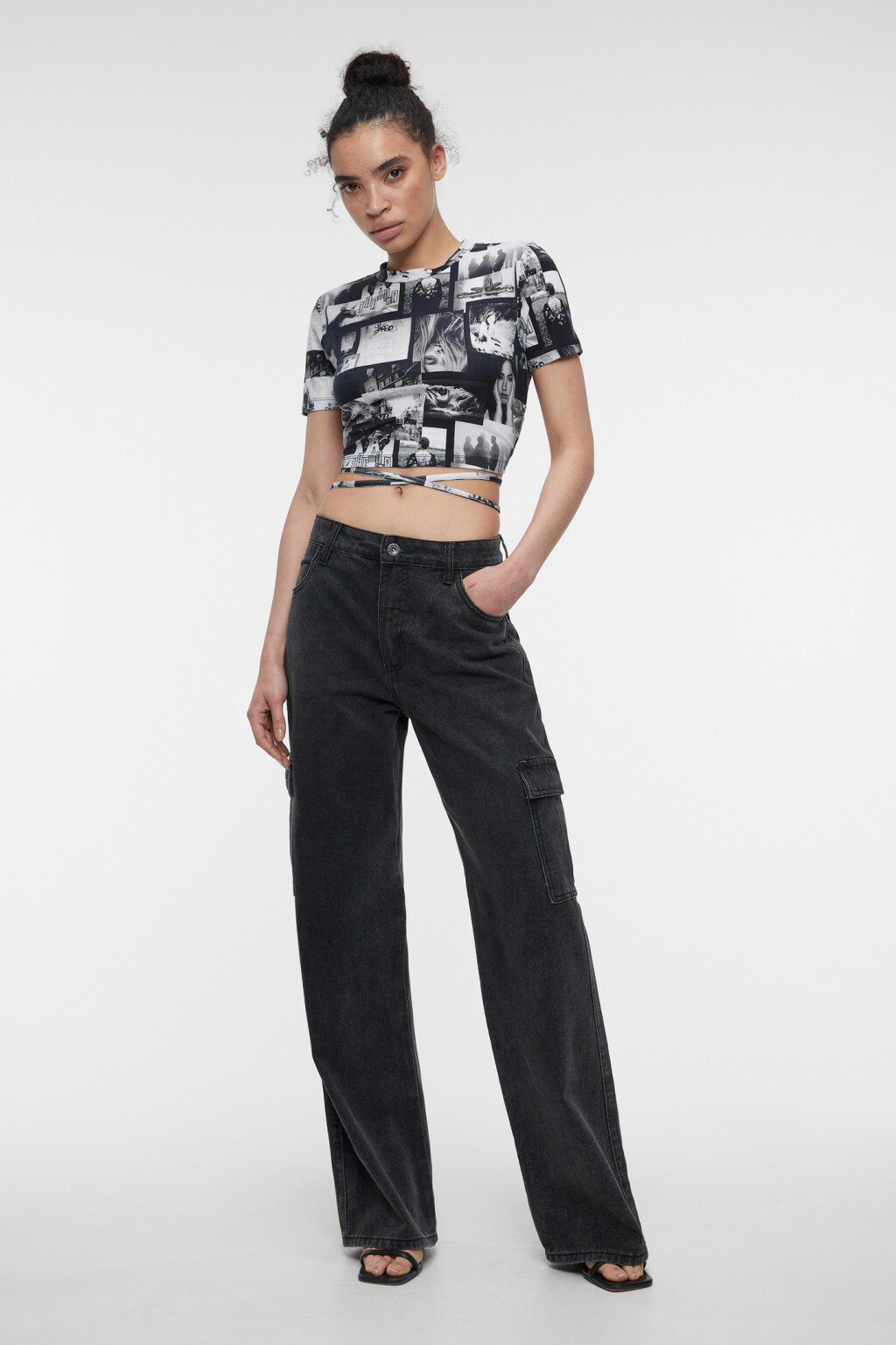 Топ-футболка хлопковый с открытой спиной и завязками - цвет черный - 4