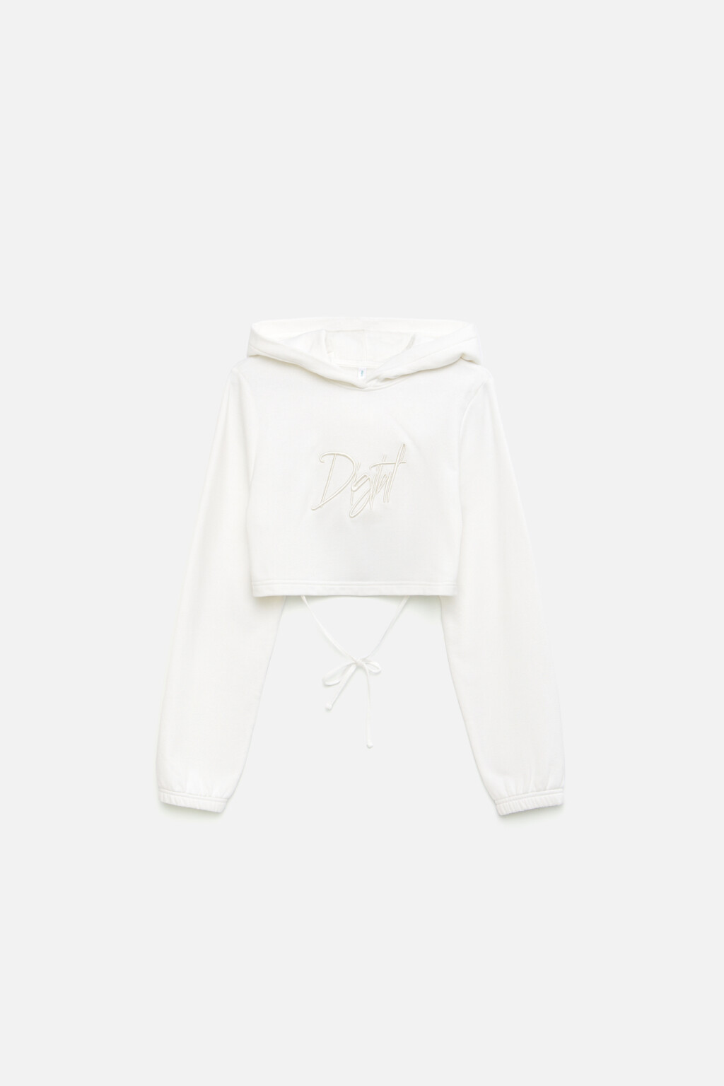 Толстовка укороченная с завязками на спине - цвет белый - 7