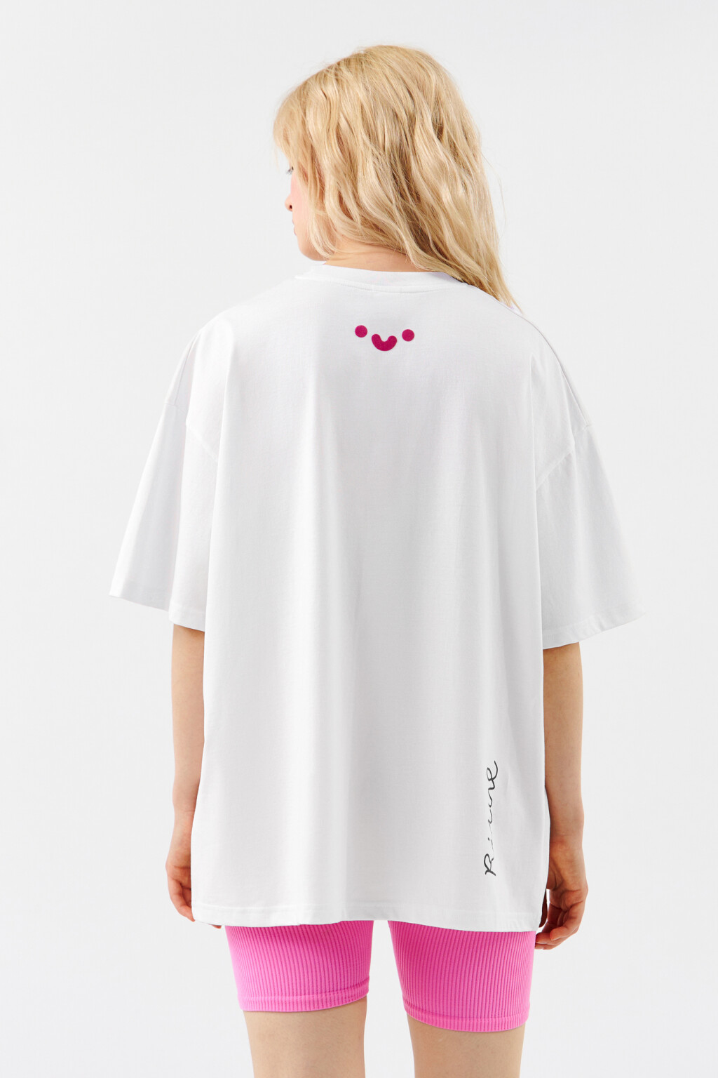 Футболка хлопковая oversize с принтом - цвет белый - 3