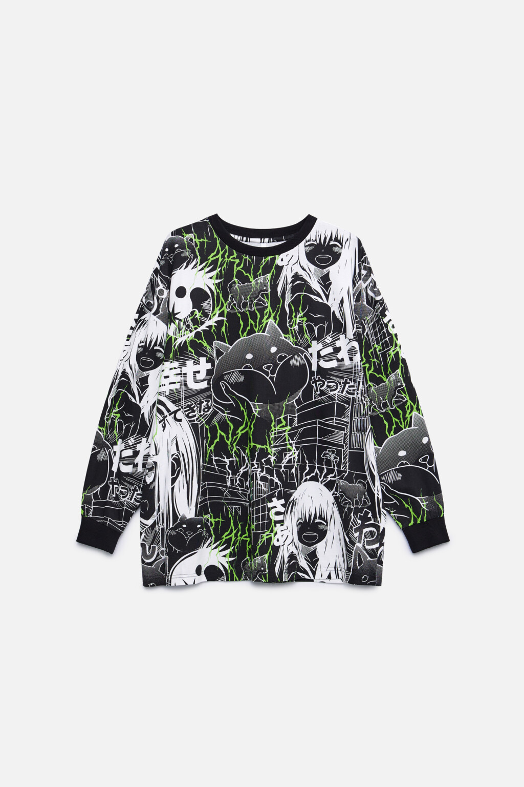 Лонгслив oversize хлопковый с принтом - цвет черный - 7