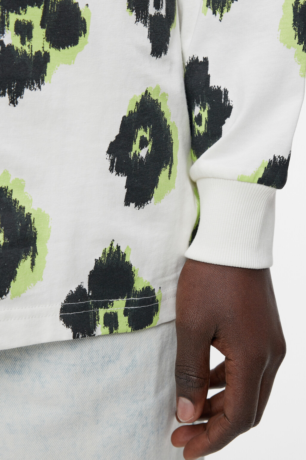 Лонгслив oversize хлопковый с принтом - цвет белый - 6