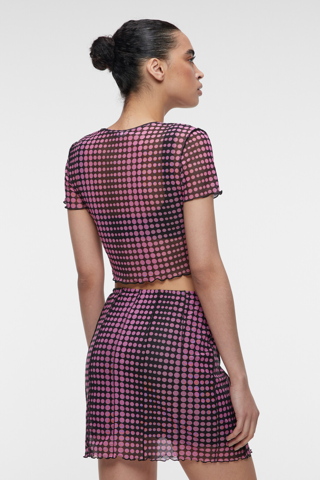 Футболка-топ сетчатая с принтом и волнистыми краями - цвет мультиколор - 3