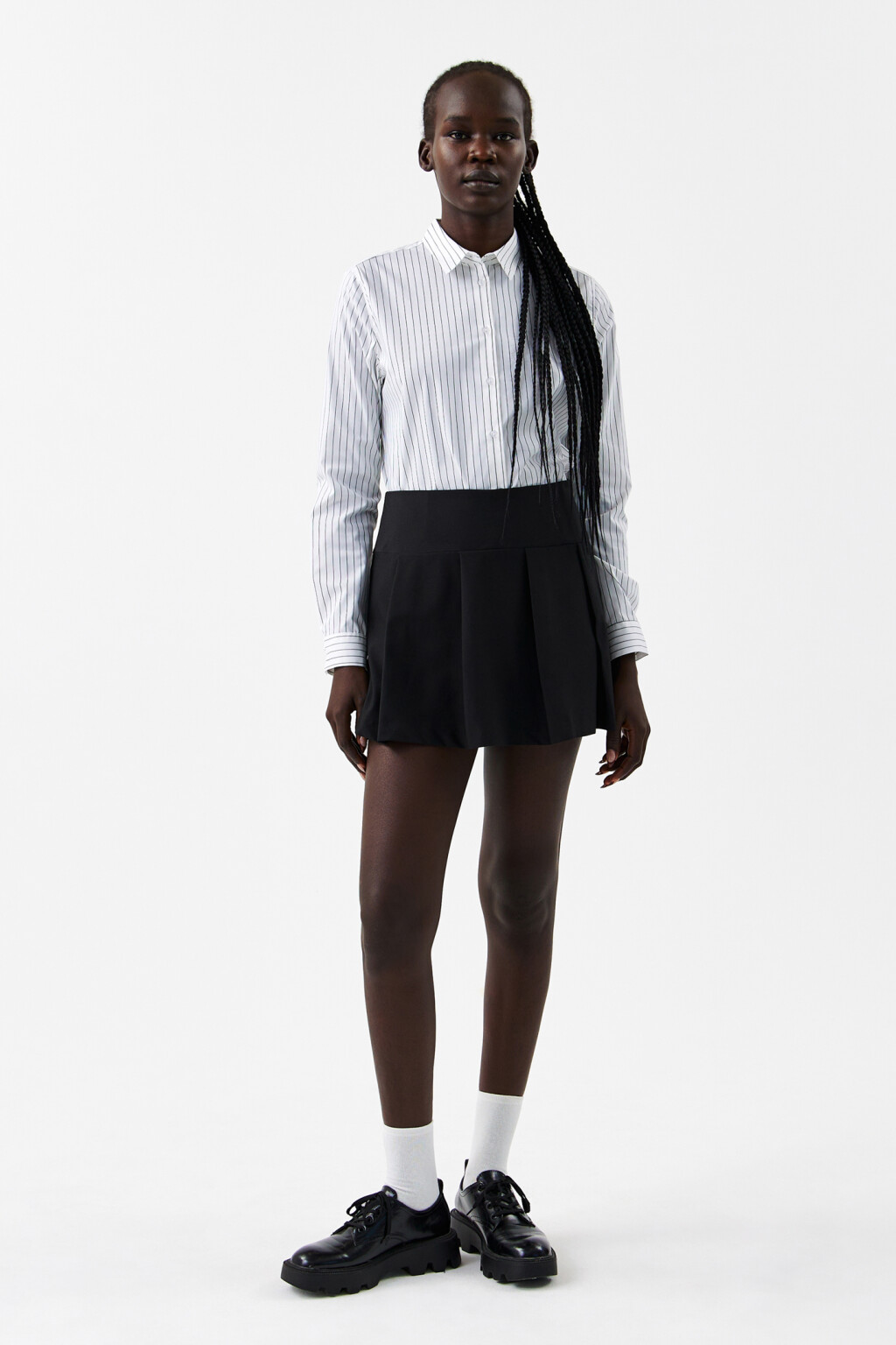 блузка-рубашка с отложным воротником - цвет белый - 4