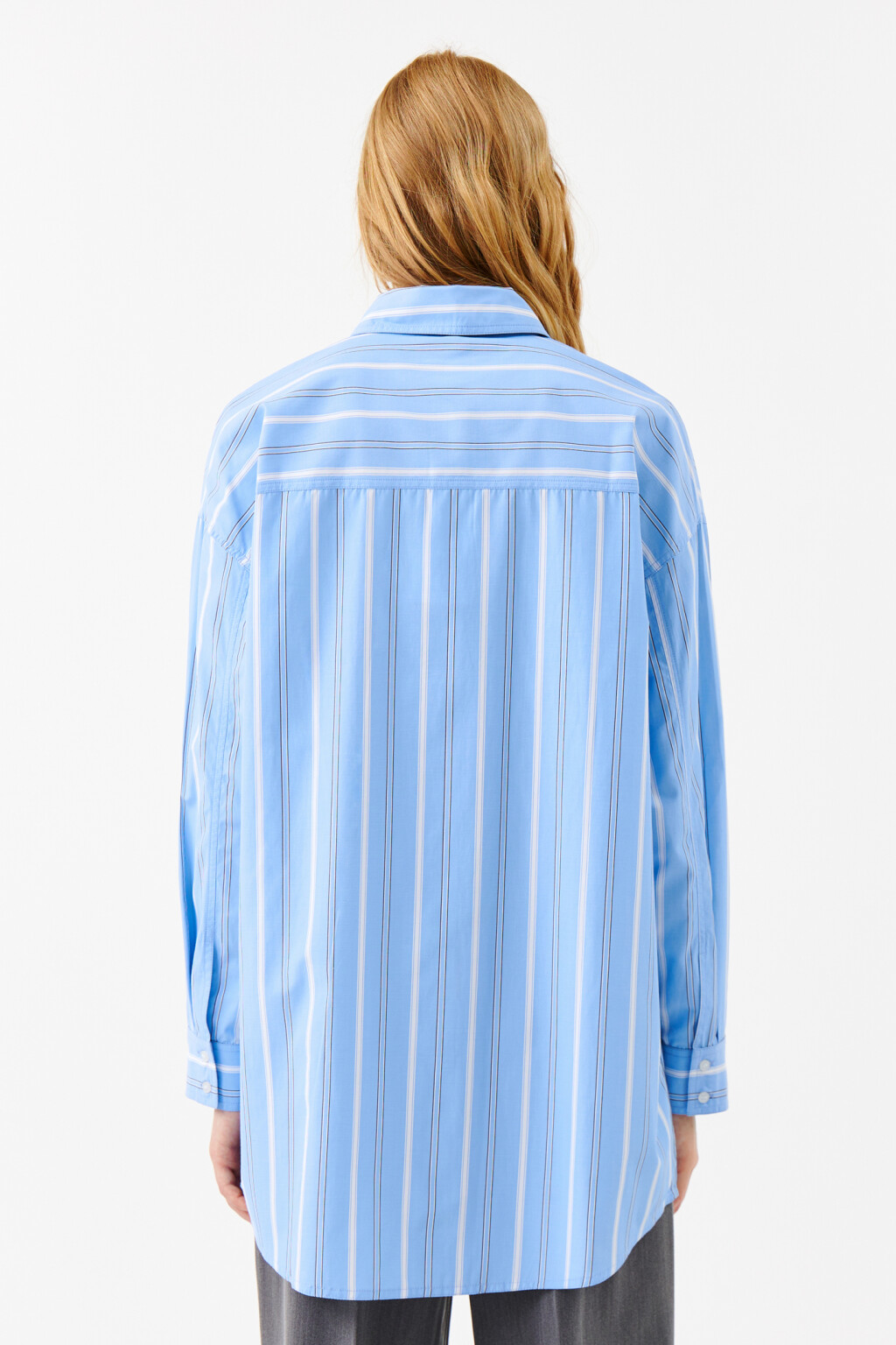 Рубашка oversize удлиненная - цвет голубой - 3