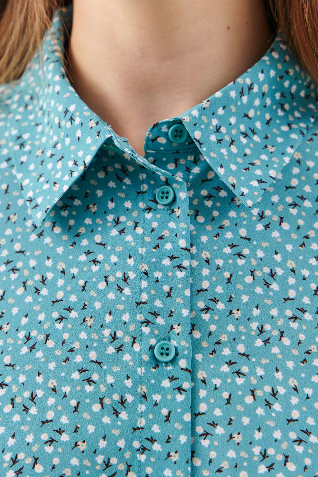 блузка-рубашка укороченная с принтом - цвет голубой - 6
