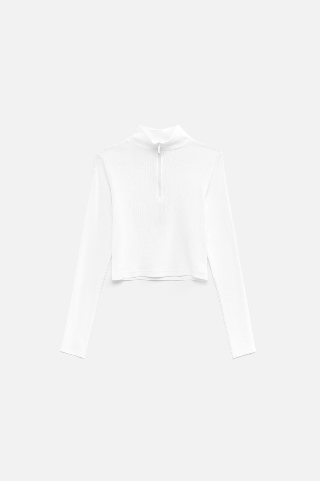 Лонгслив хлопковый с молнией на груди - цвет белый - 7