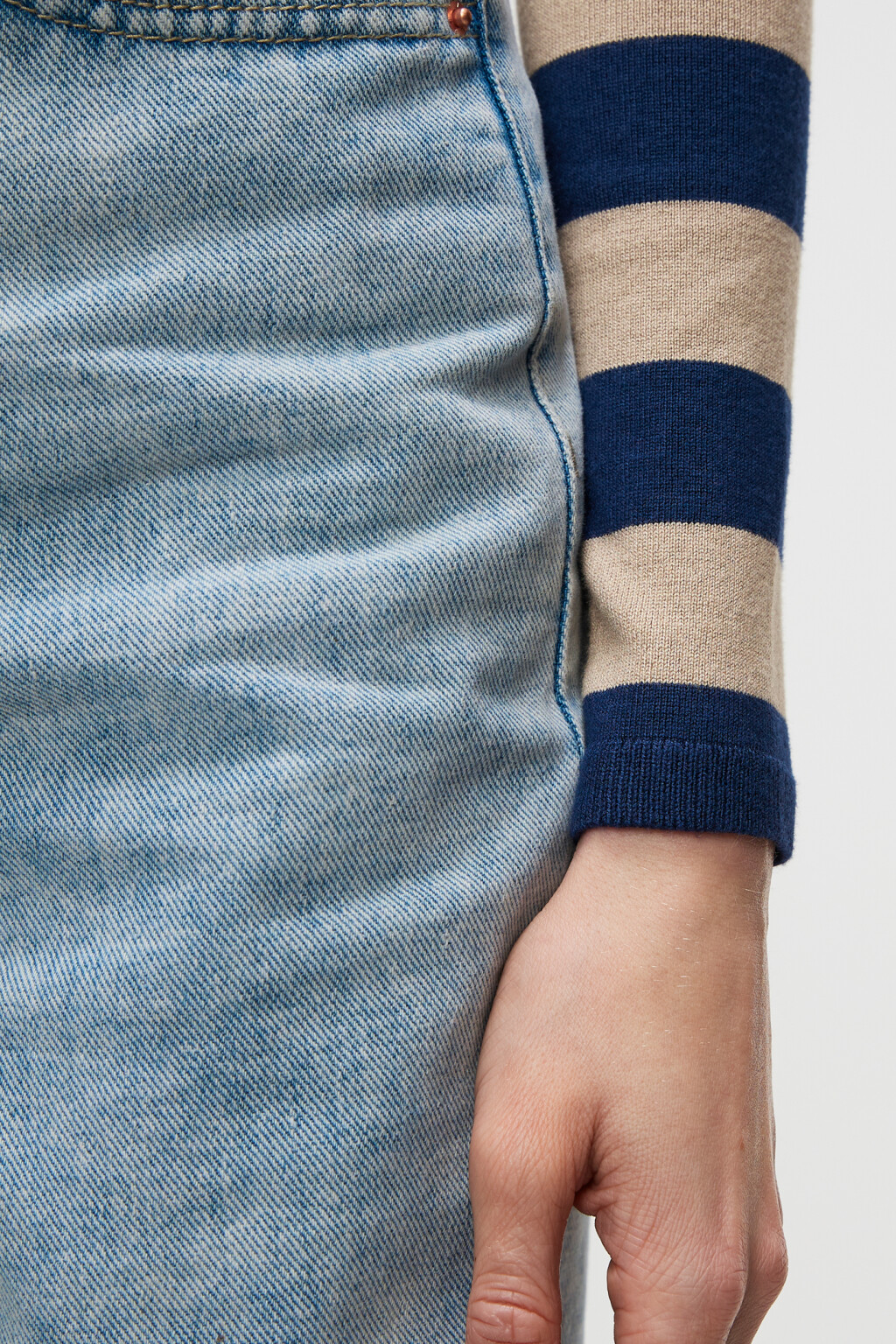 Лонгслив облегающий вискозный в полоску - цвет синий - 7