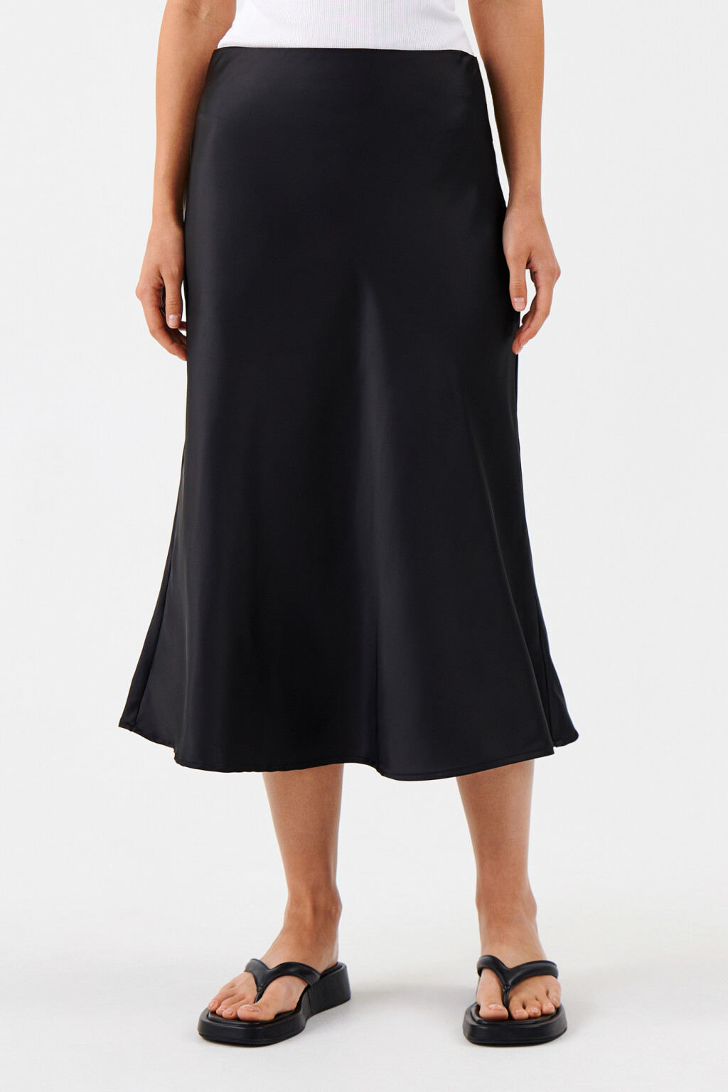 Юбка миди атласная - цвет черный - 1