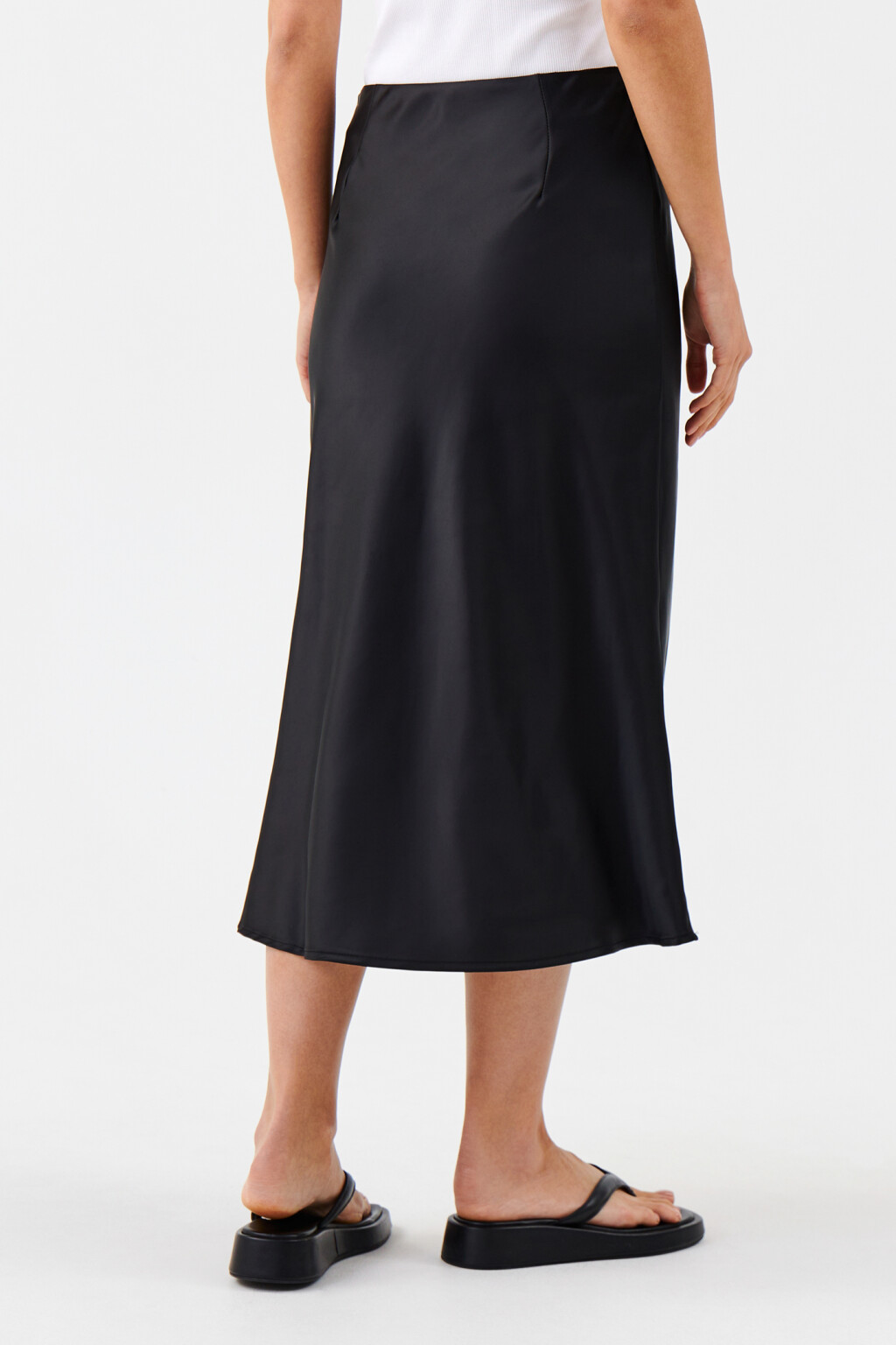 Юбка миди атласная - цвет черный - 3