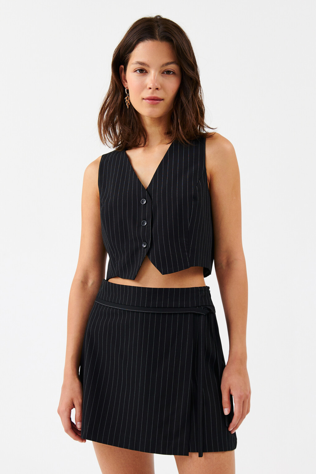 Жилет укороченный с треугольным вырезом - цвет мультиколор - 1