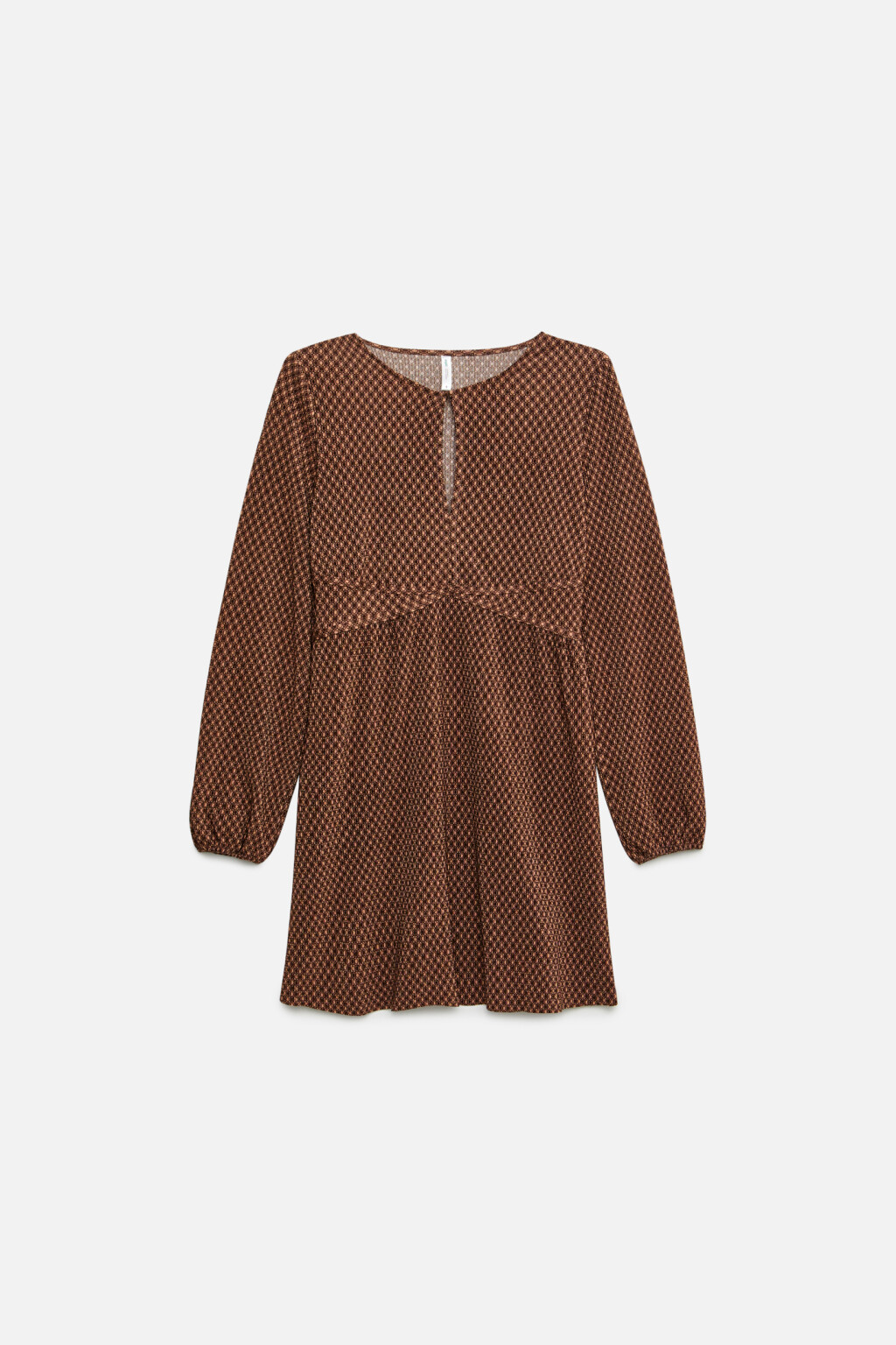 Платье мини с вырезом-капелькой на груди - цвет коричневый - 8