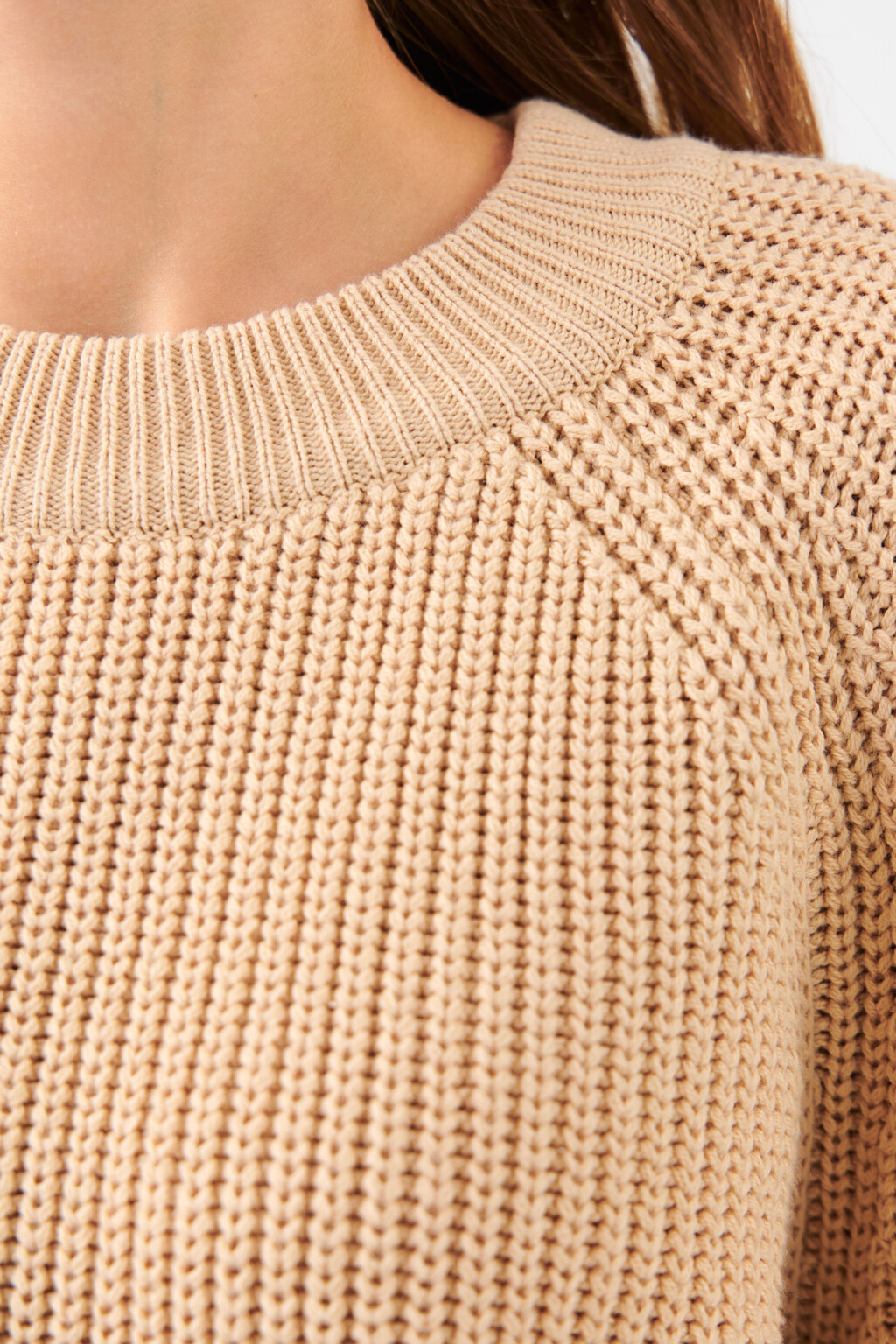 Джемпер толстой вязки с рукавами реглан - цвет бежевый - 6