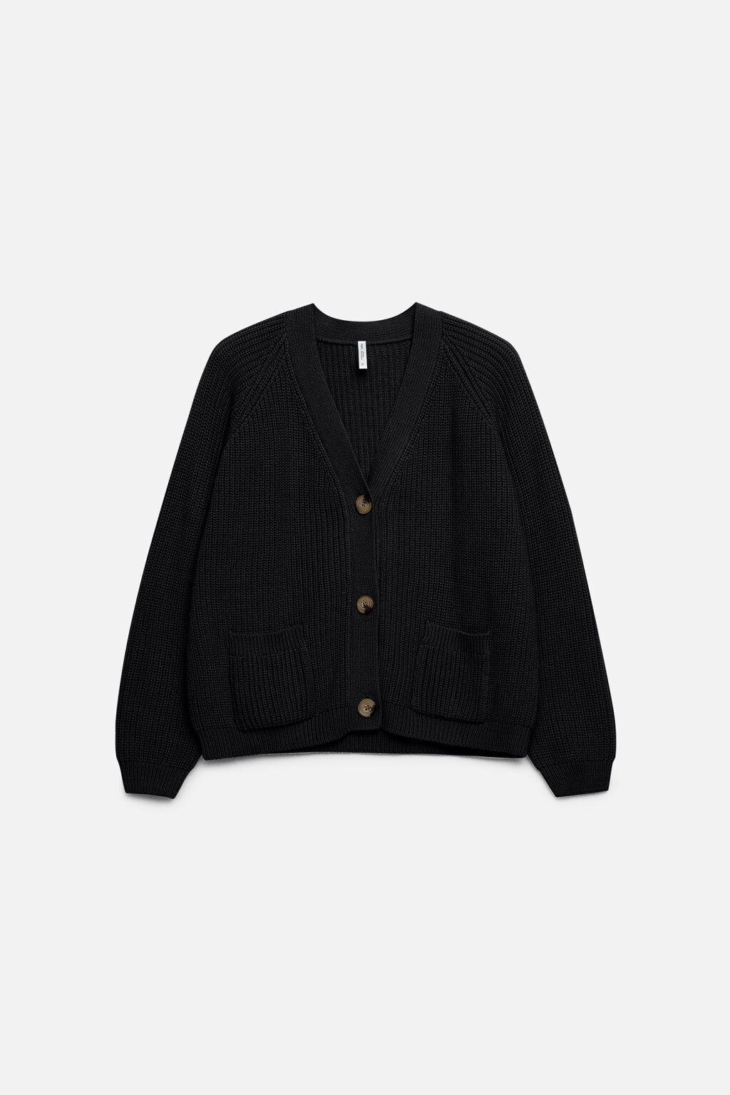 Кардиган хлопковый с карманами - цвет черный - 1