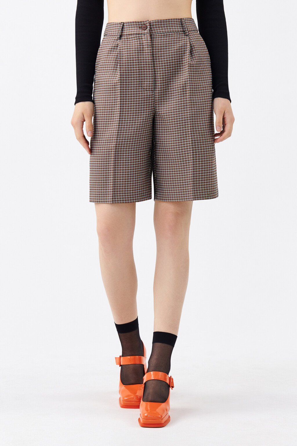 Шорты-бермуды из костюмной ткани - цвет бежевый - 1