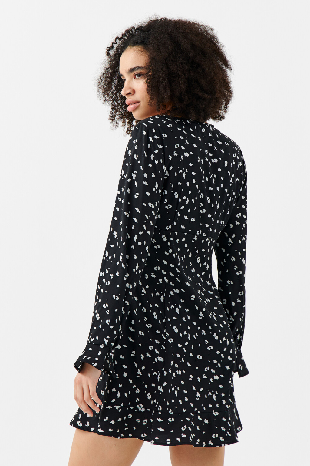 Платье мини с длинными рукавами - цвет мультиколор - 3