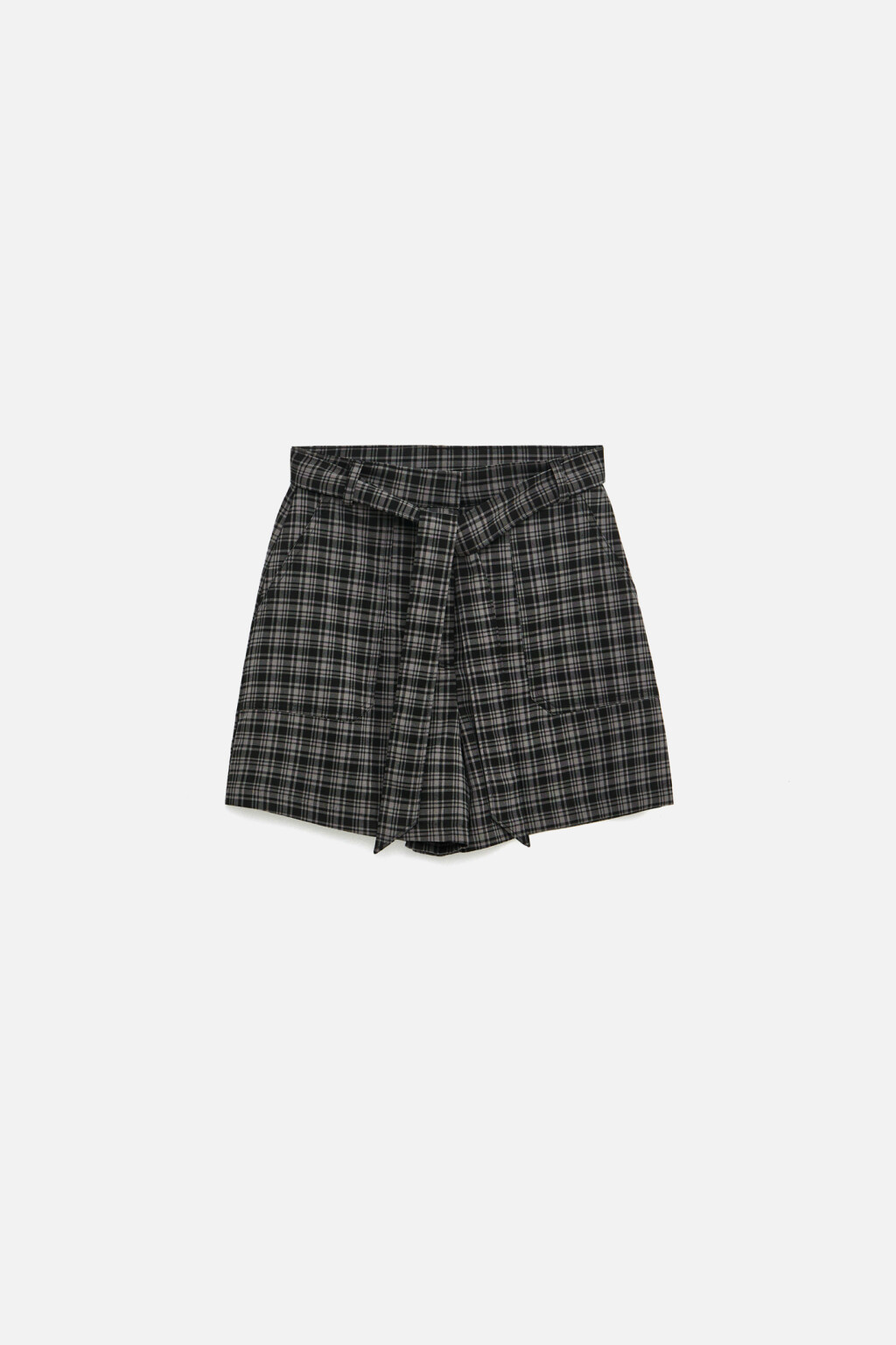 Шорты мини костюмные с поясом - цвет серый - 8