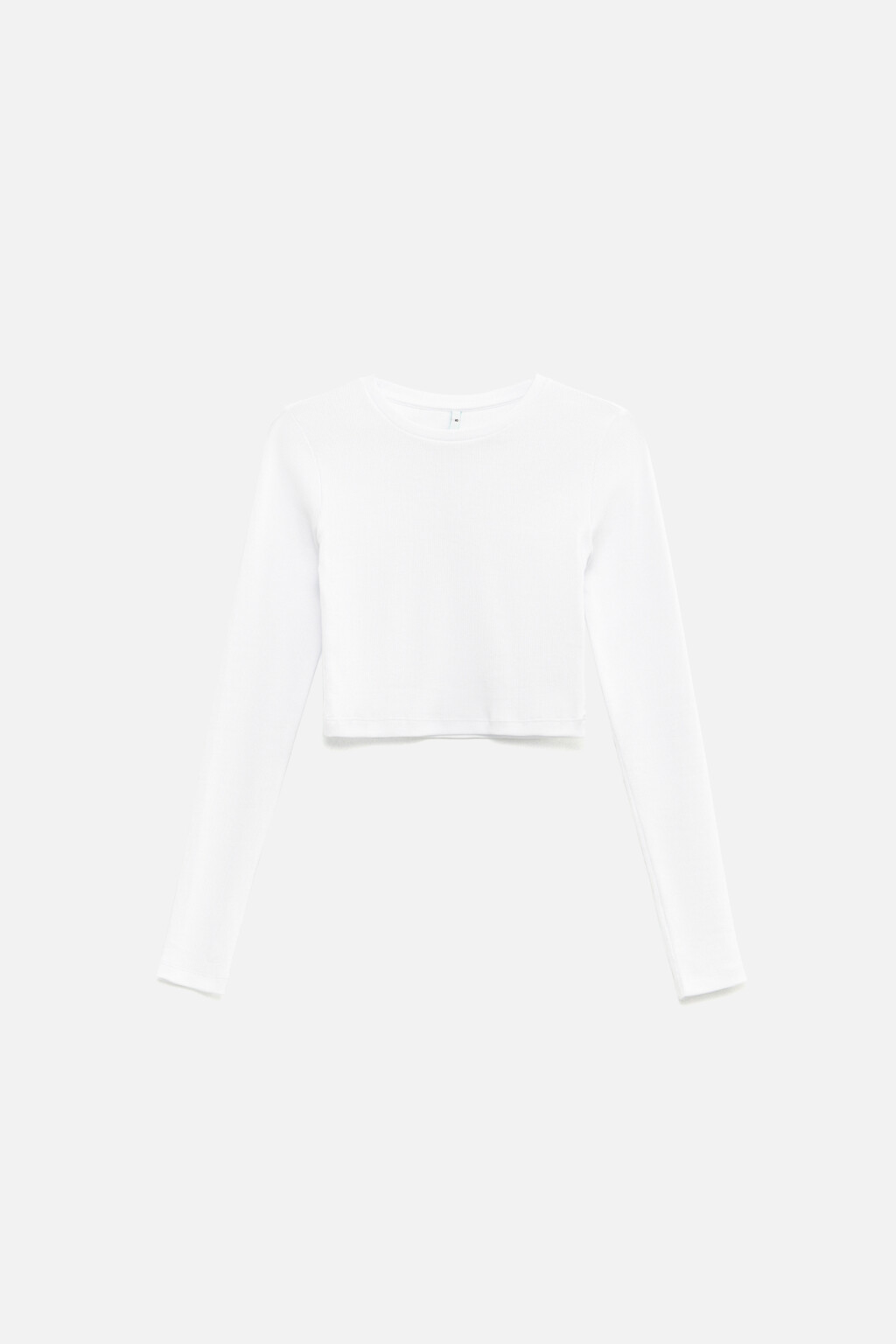 Лонгслив хлопковый укороченный - цвет белый - 8