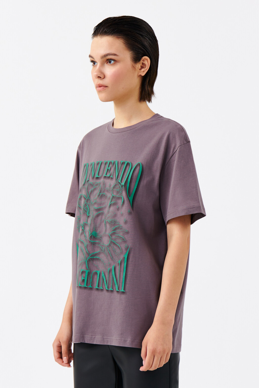 Футболка хлопковая с принтом - цвет коричневый - 2