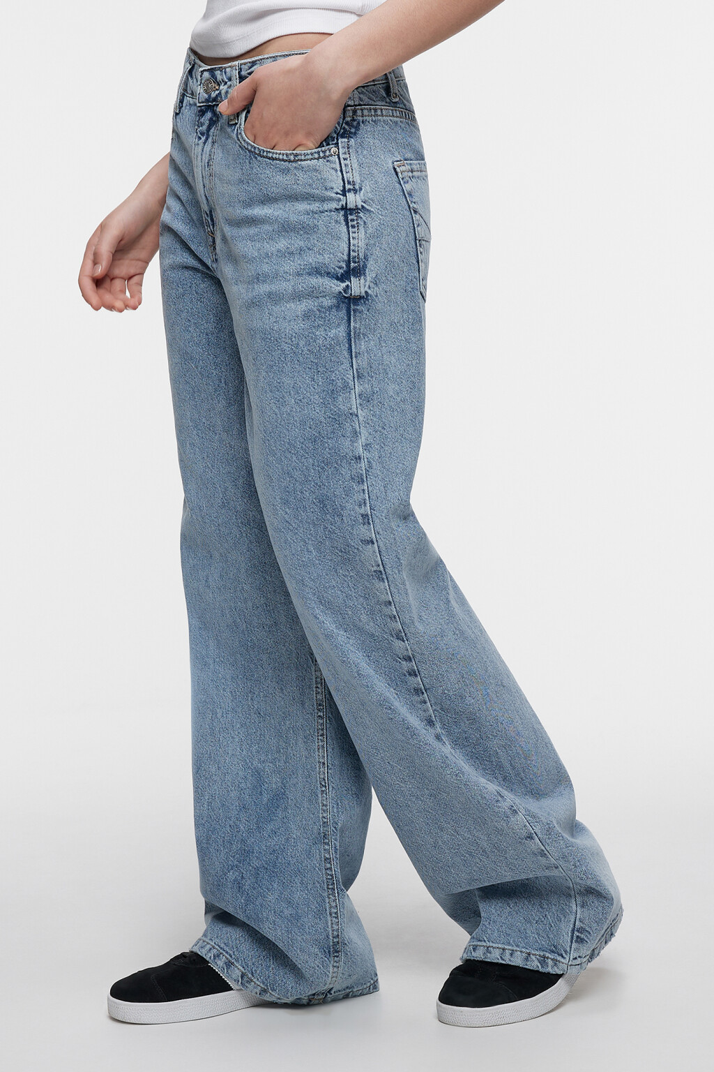 Джинсы wide leg широкие со средней посадкой - цвет голубой - 8