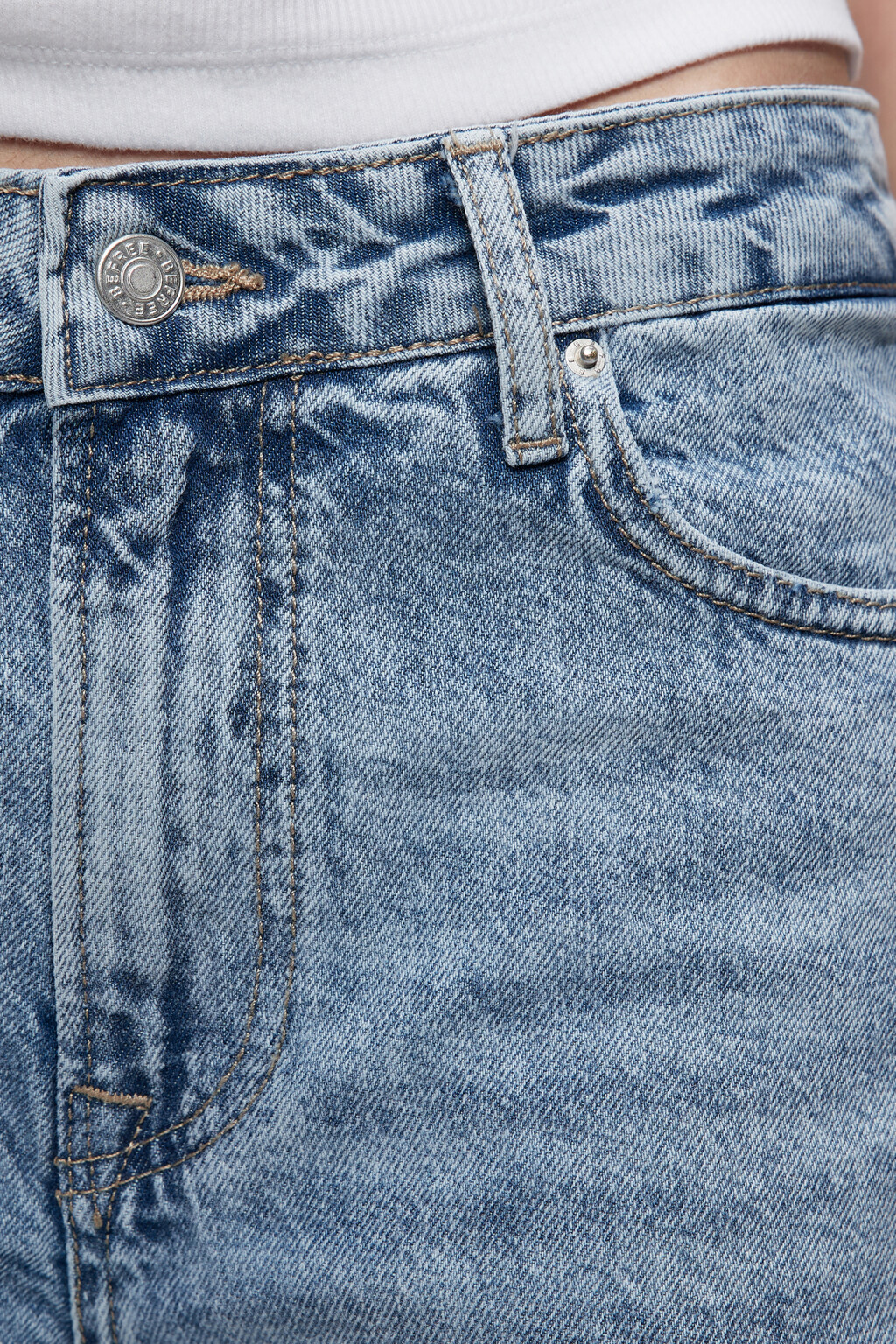 Джинсы wide leg широкие со средней посадкой - цвет голубой - 11