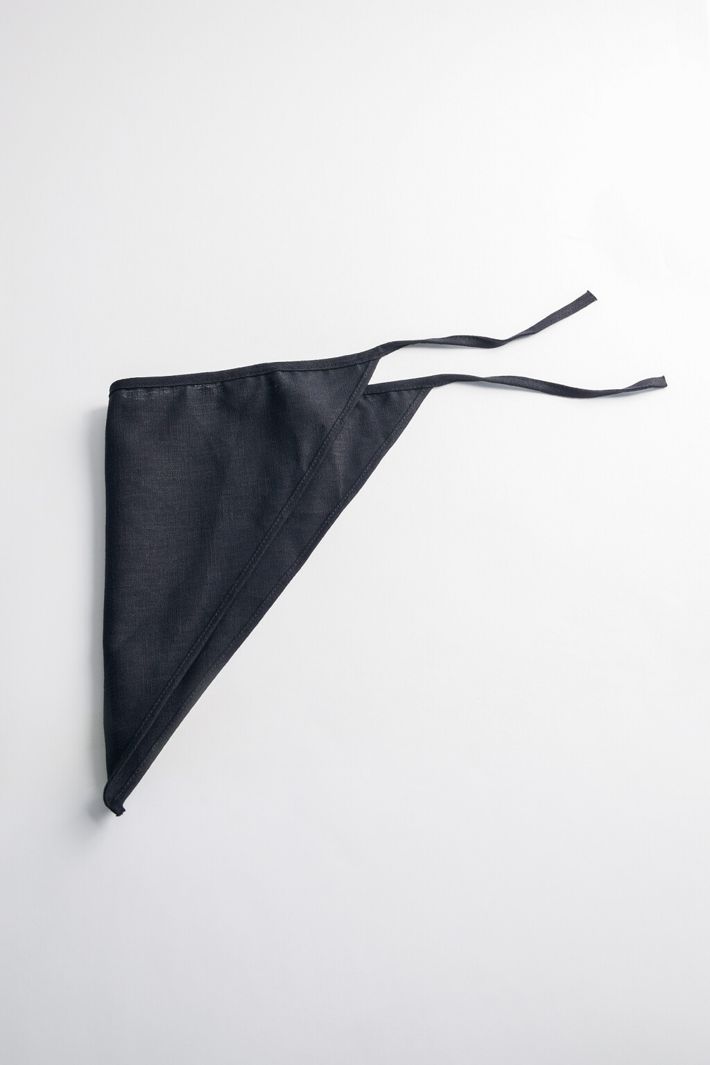 Набор из двух резинок и косынки из льняной ткани - цвет черный - 2