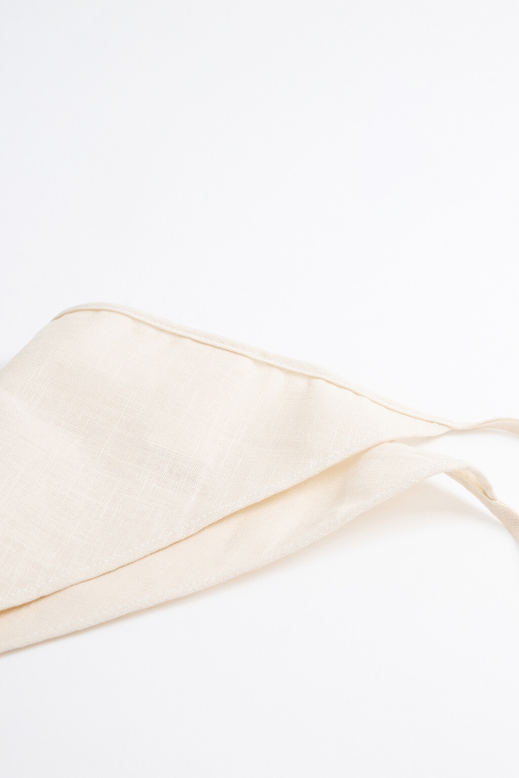 Набор из двух резинок и косынки из льняной ткани - цвет бежевый - 3
