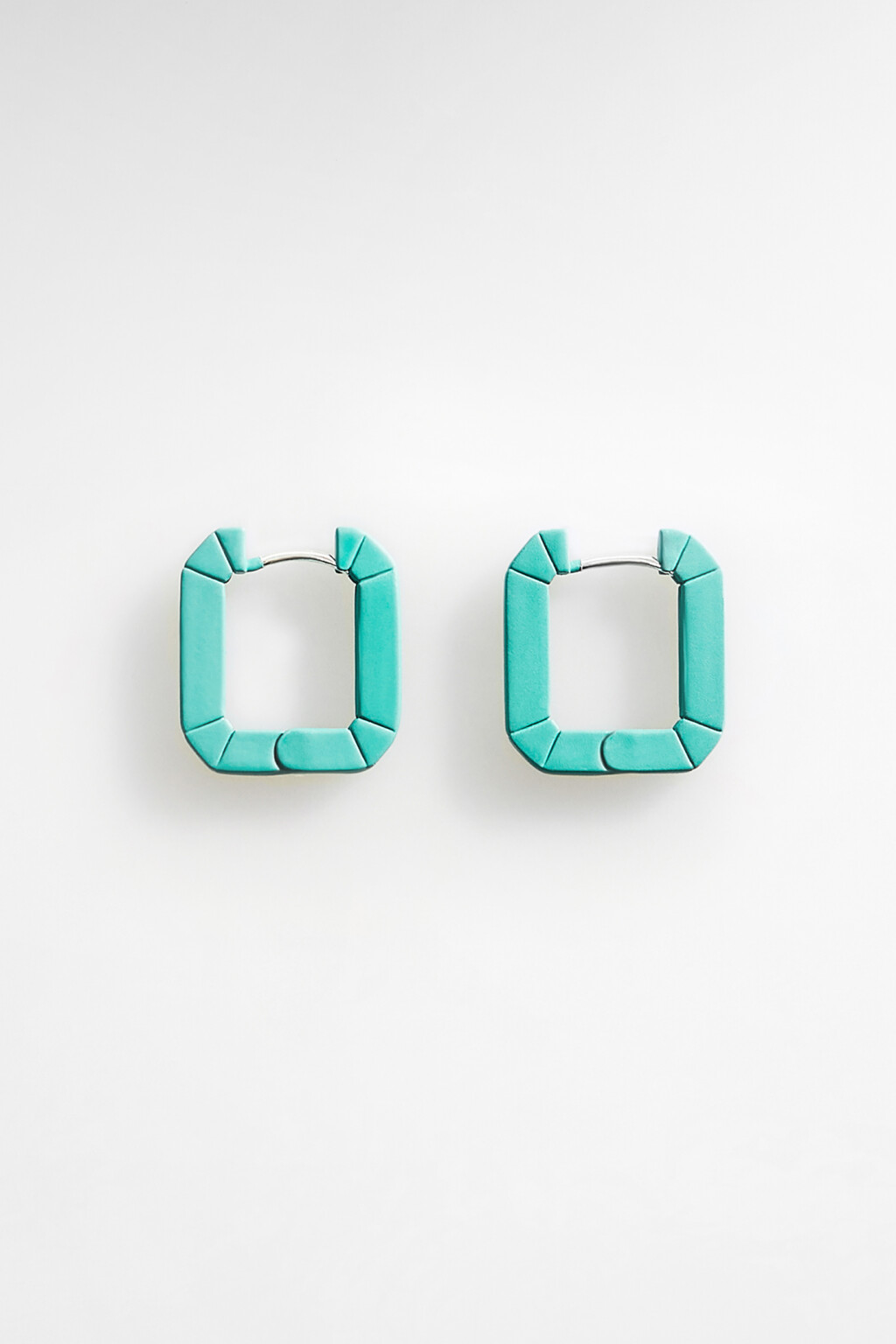 Серьги квадратные с цветным декором - цвет голубой - 1