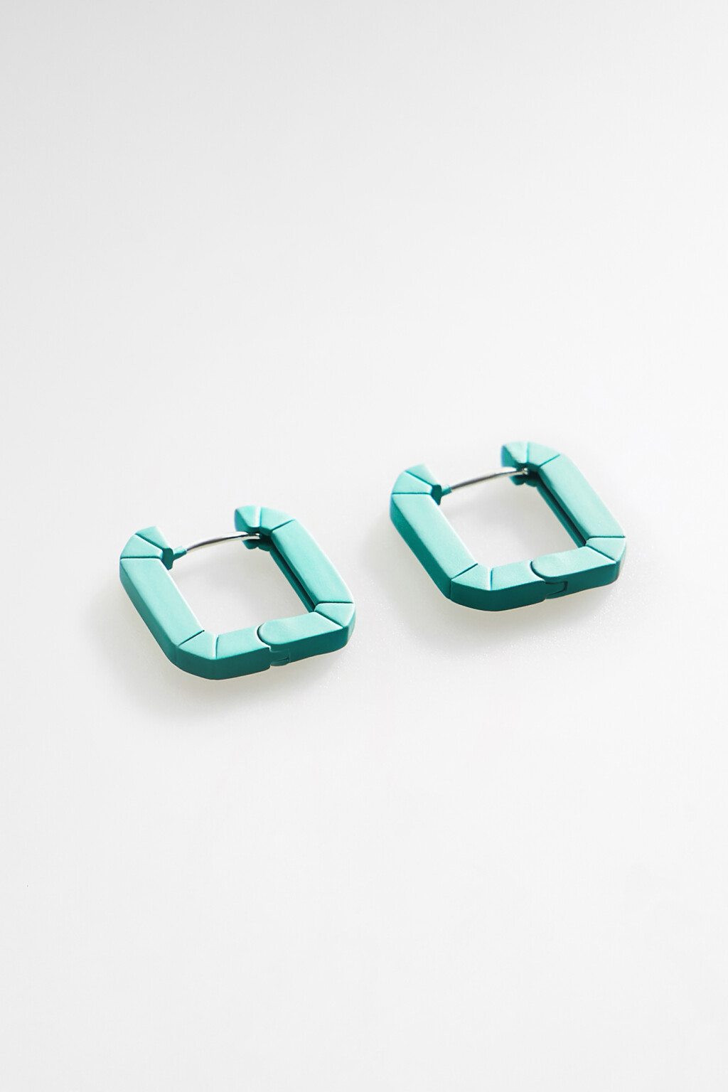 Серьги квадратные с цветным декором - цвет голубой - 2