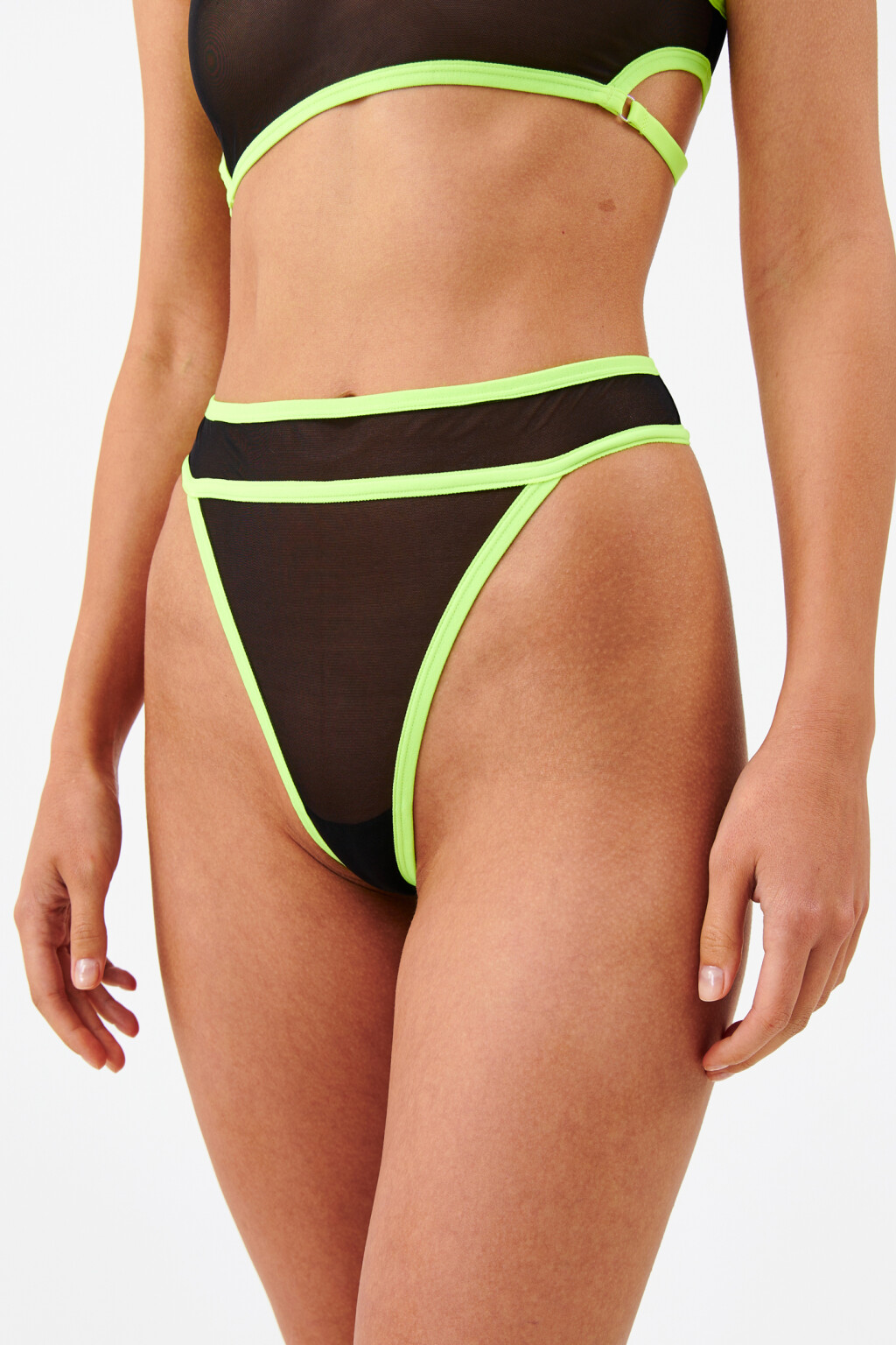 Трусики-стринги сетчатые - цвет черный - 1