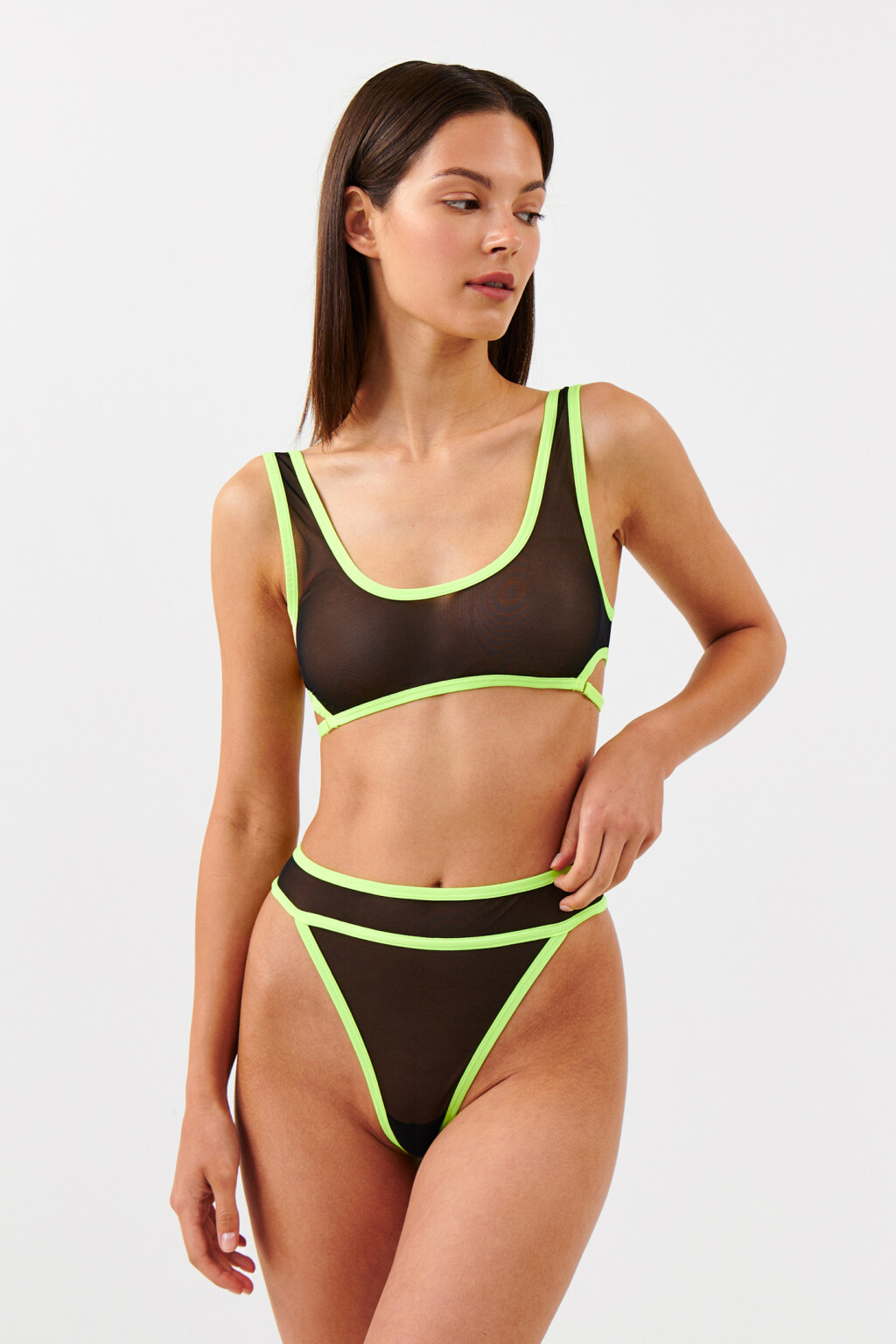 Трусики-стринги сетчатые - цвет черный - 3