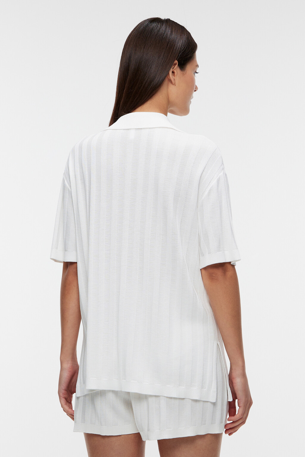 Футболка-поло oversize домашняя вискозная - цвет белый - 2