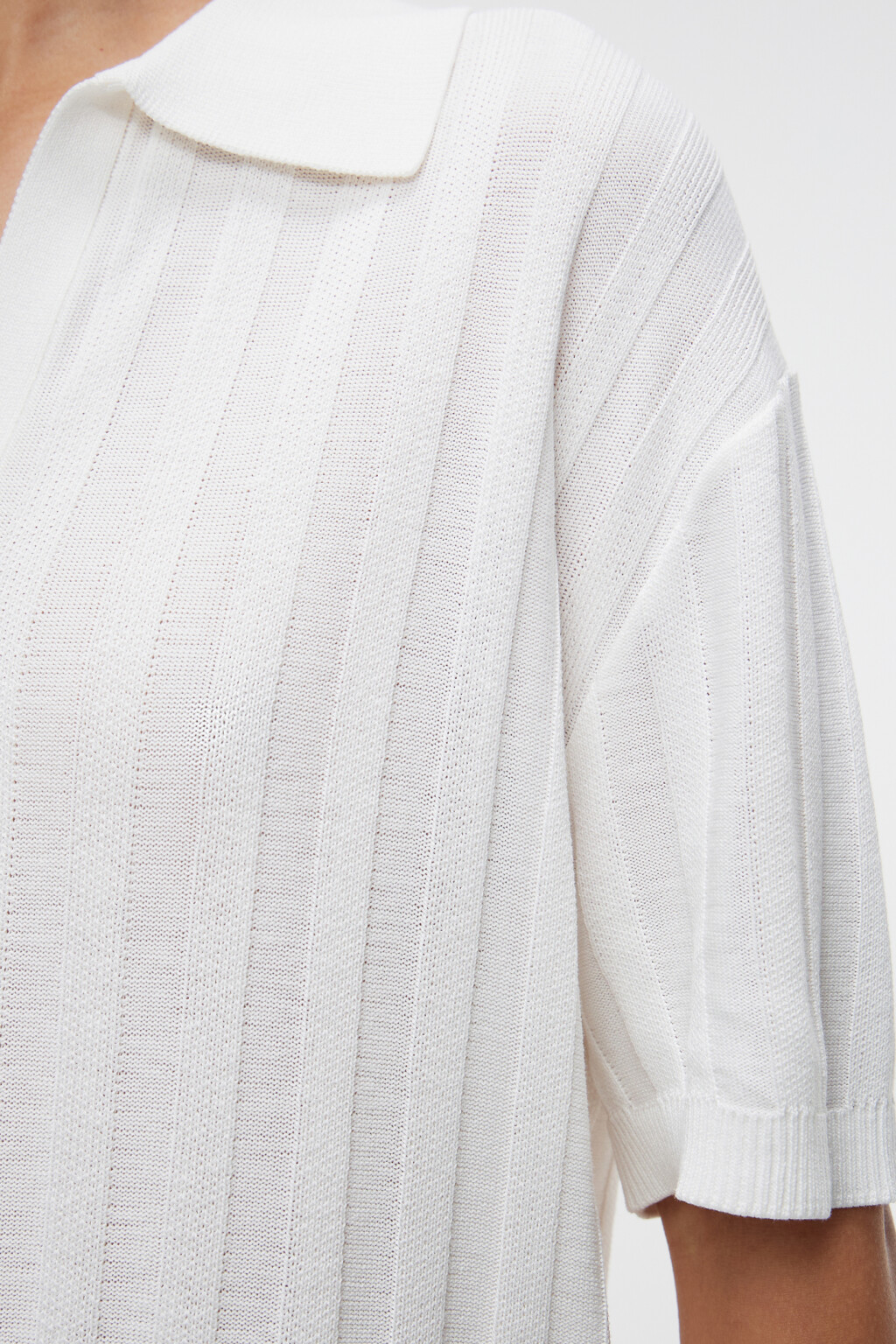 Футболка-поло oversize домашняя вискозная - цвет белый - 4