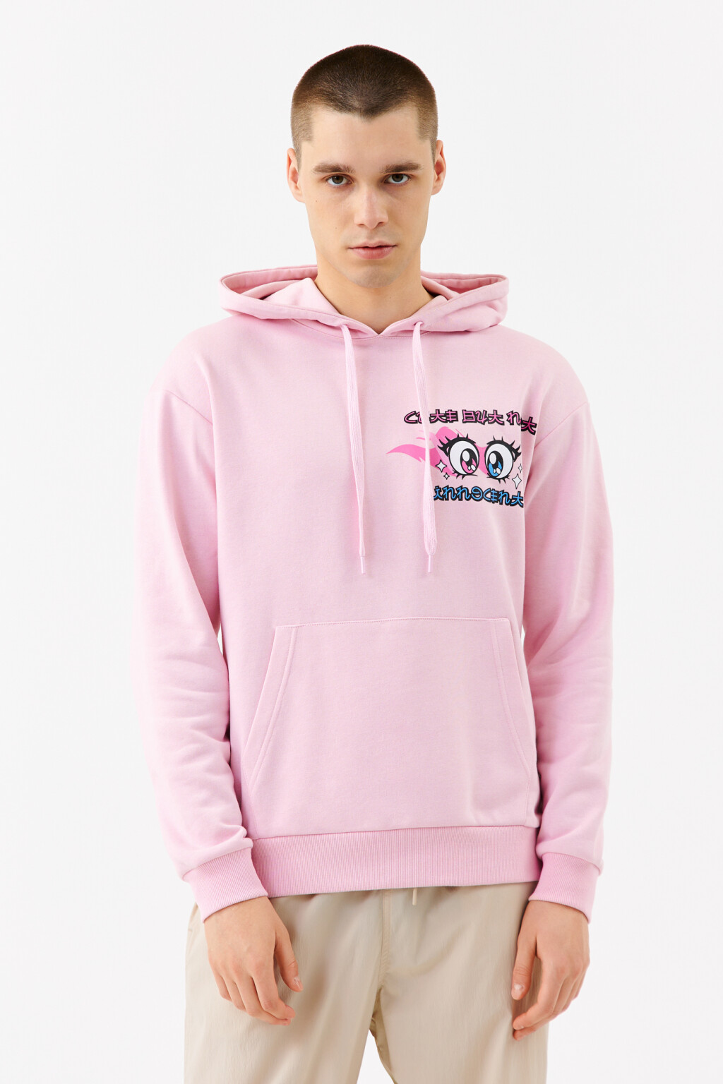 Толстовка хлопковая с принтом - цвет розовый - 2