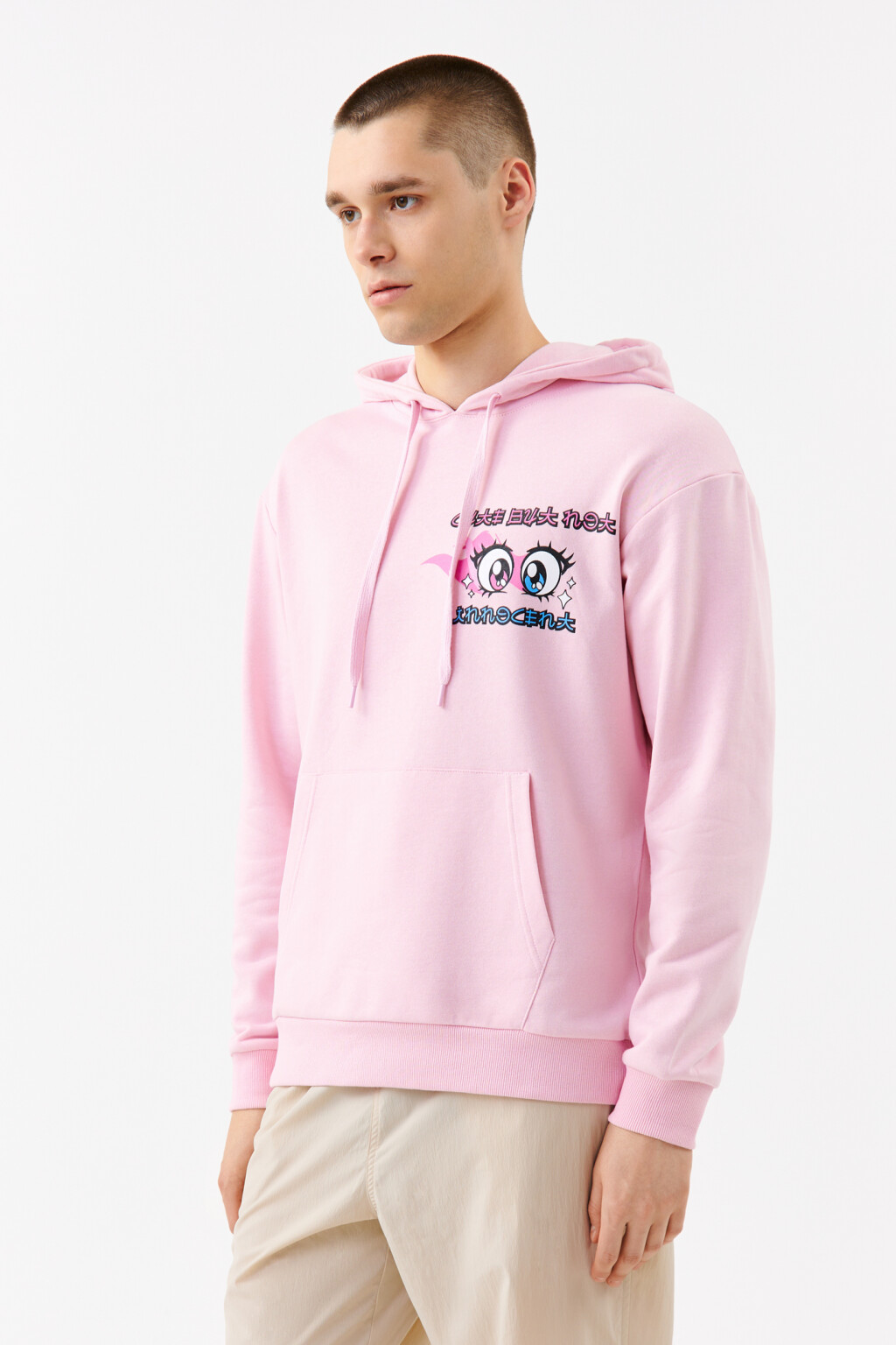 Толстовка хлопковая с принтом - цвет розовый - 3