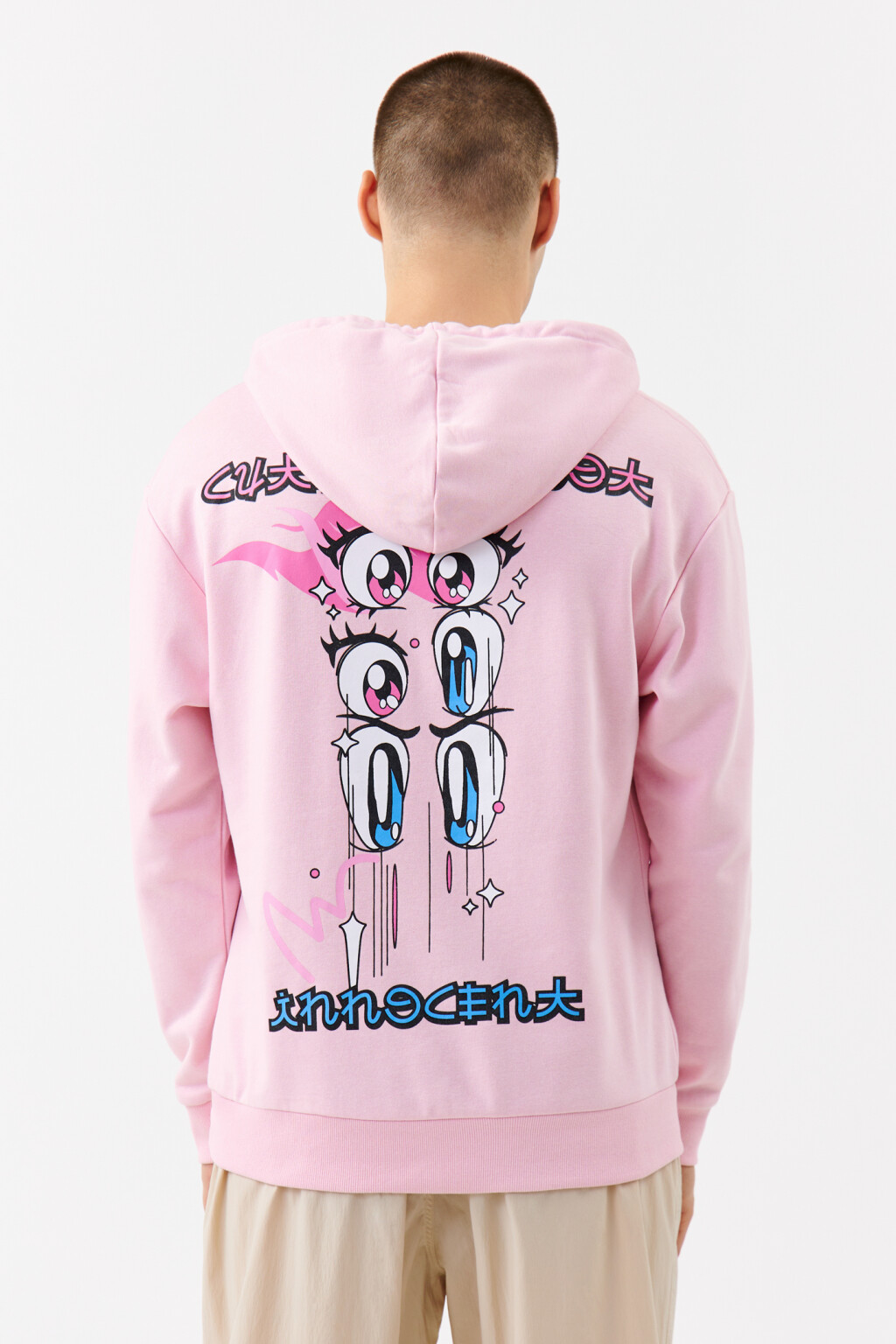 Толстовка хлопковая с принтом - цвет розовый - 1