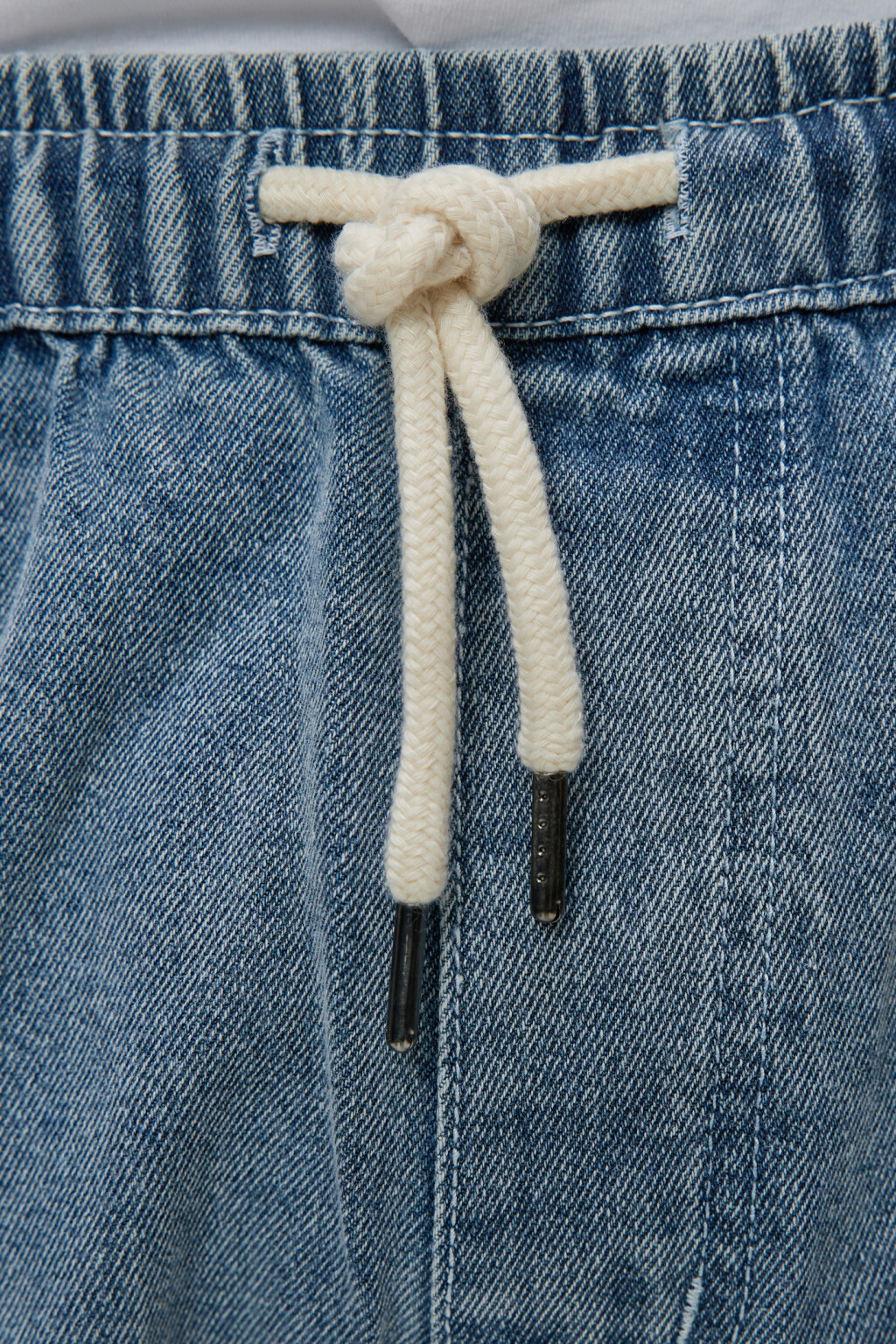 Шорты джинсовые прямые с поясом на завязках - цвет голубой - 5