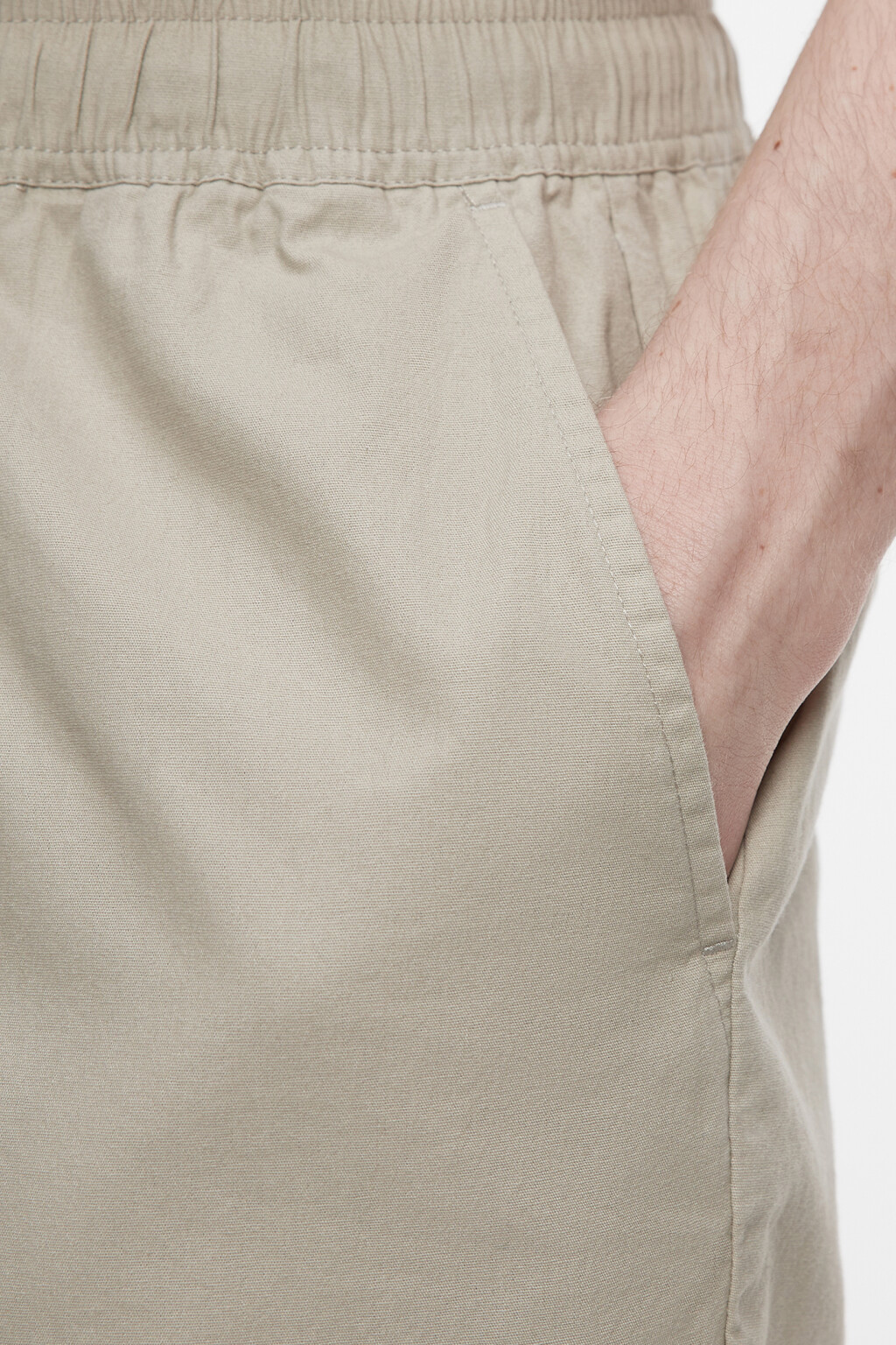 Шорты прямые хлопковые с поясом на завязках - цвет бежевый - 6