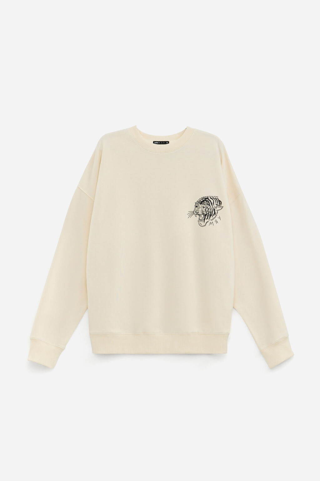 Свитшот хлопковый oversize с принтом - цвет бежевый - 7