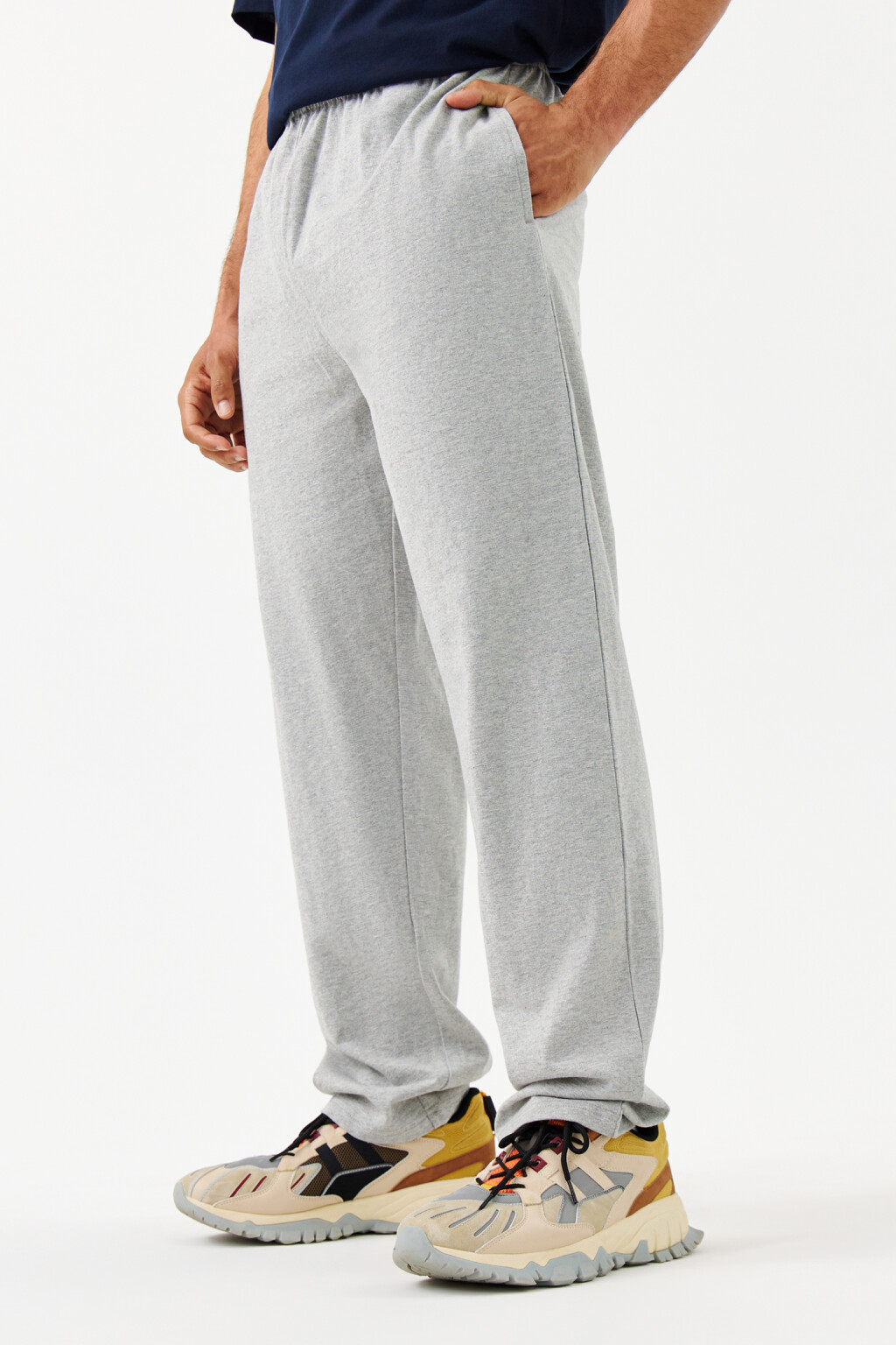 Брюки хлопковые с эластичным поясом - цвет серый - 2